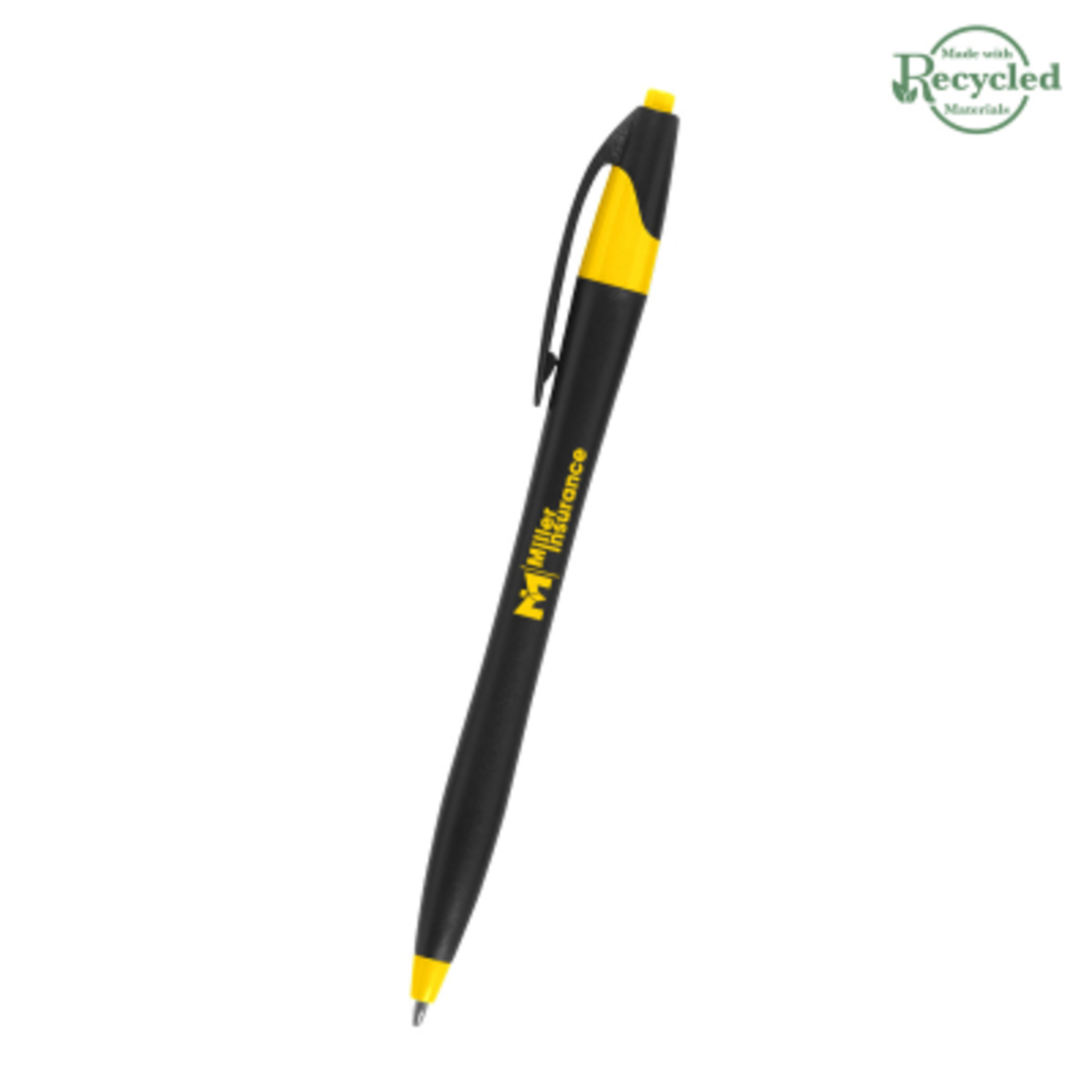 Ballpoint Pen Plunger Action Classic Design - 5.75 in - Black/Yellow - Silkscreen - product view 41