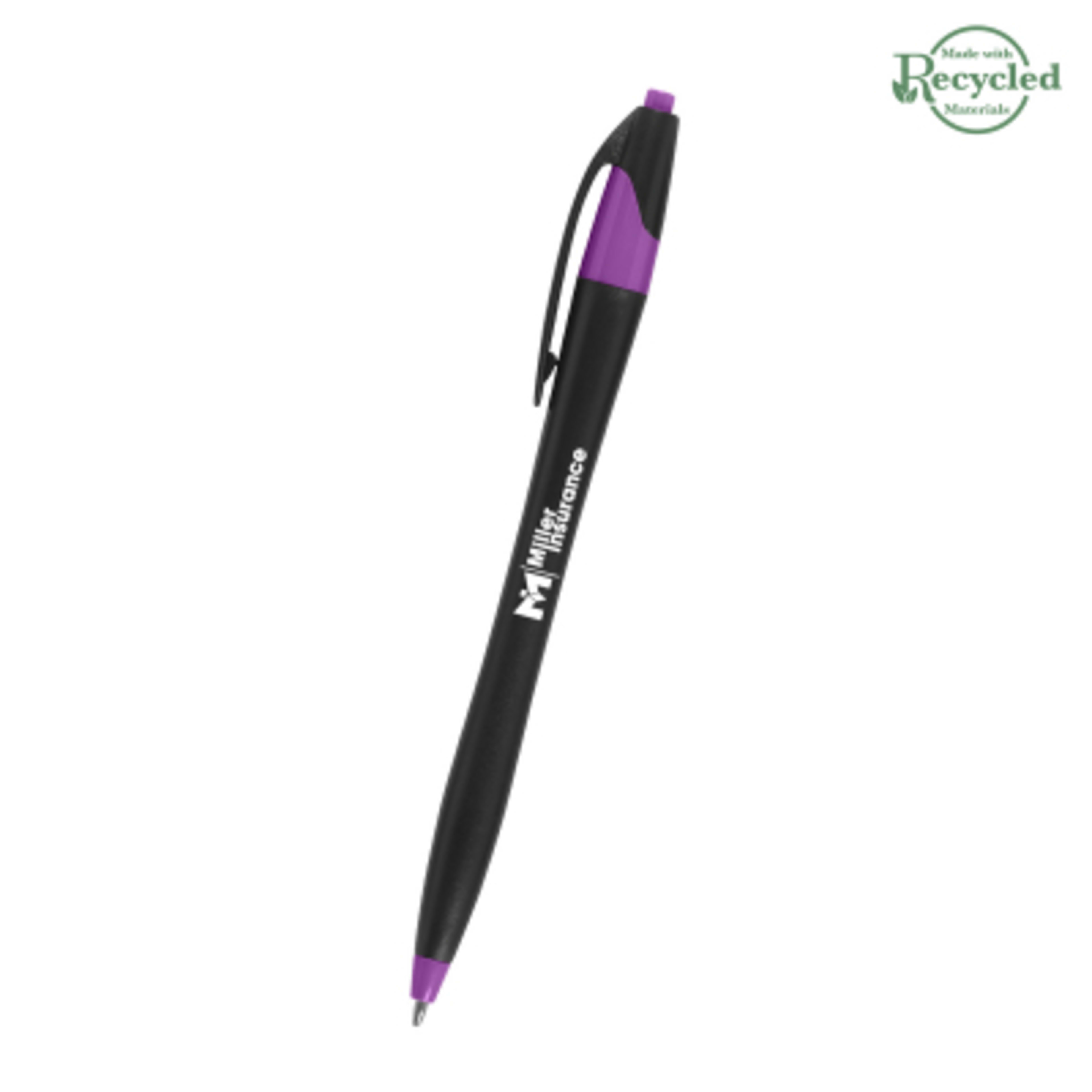 Ballpoint Pen Plunger Action Classic Design - 5.75 in - Black/Purple - Silkscreen - product view 42