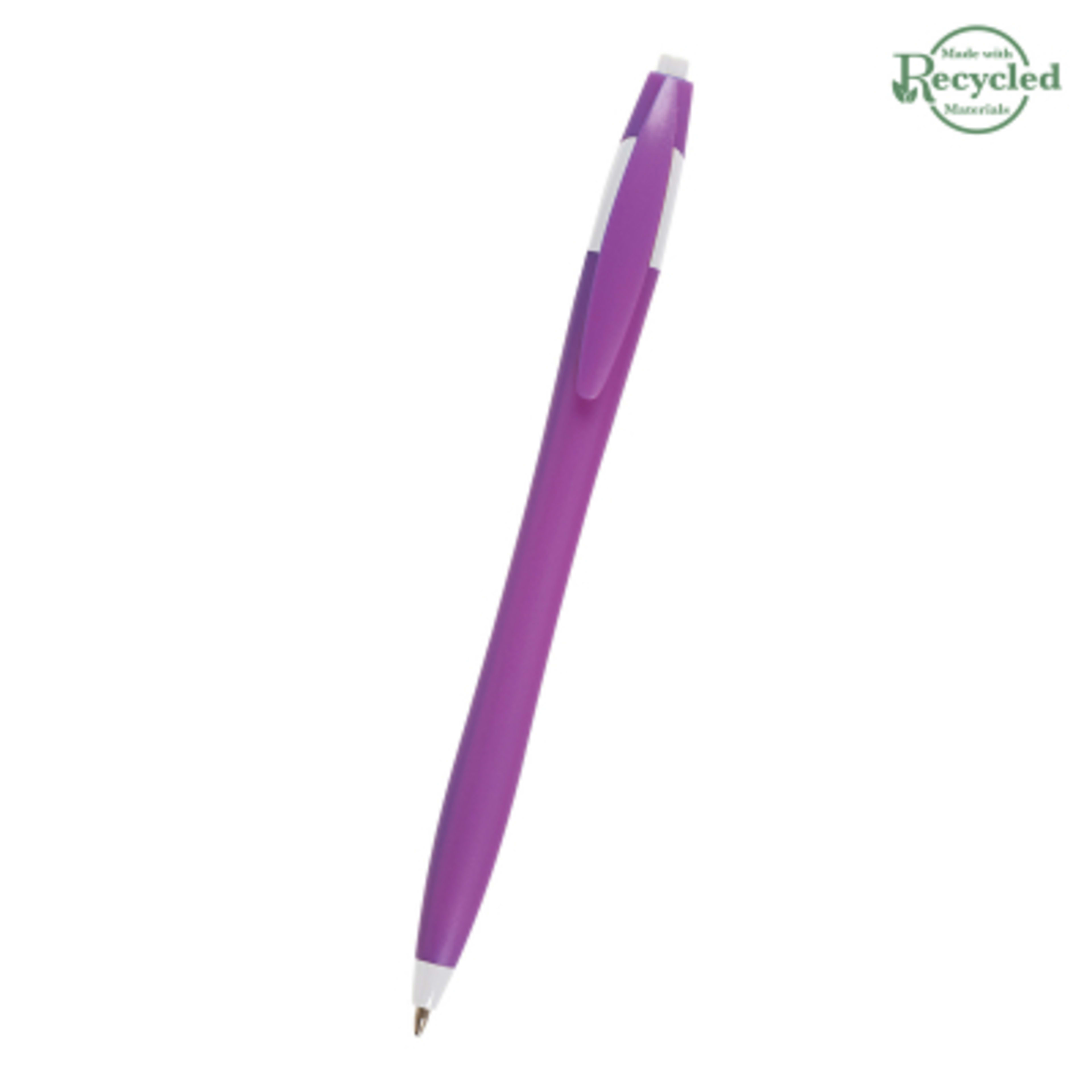 Ballpoint Pen Plunger Action Classic Design - 5.75 in - Purple/White - Front - product view 47
