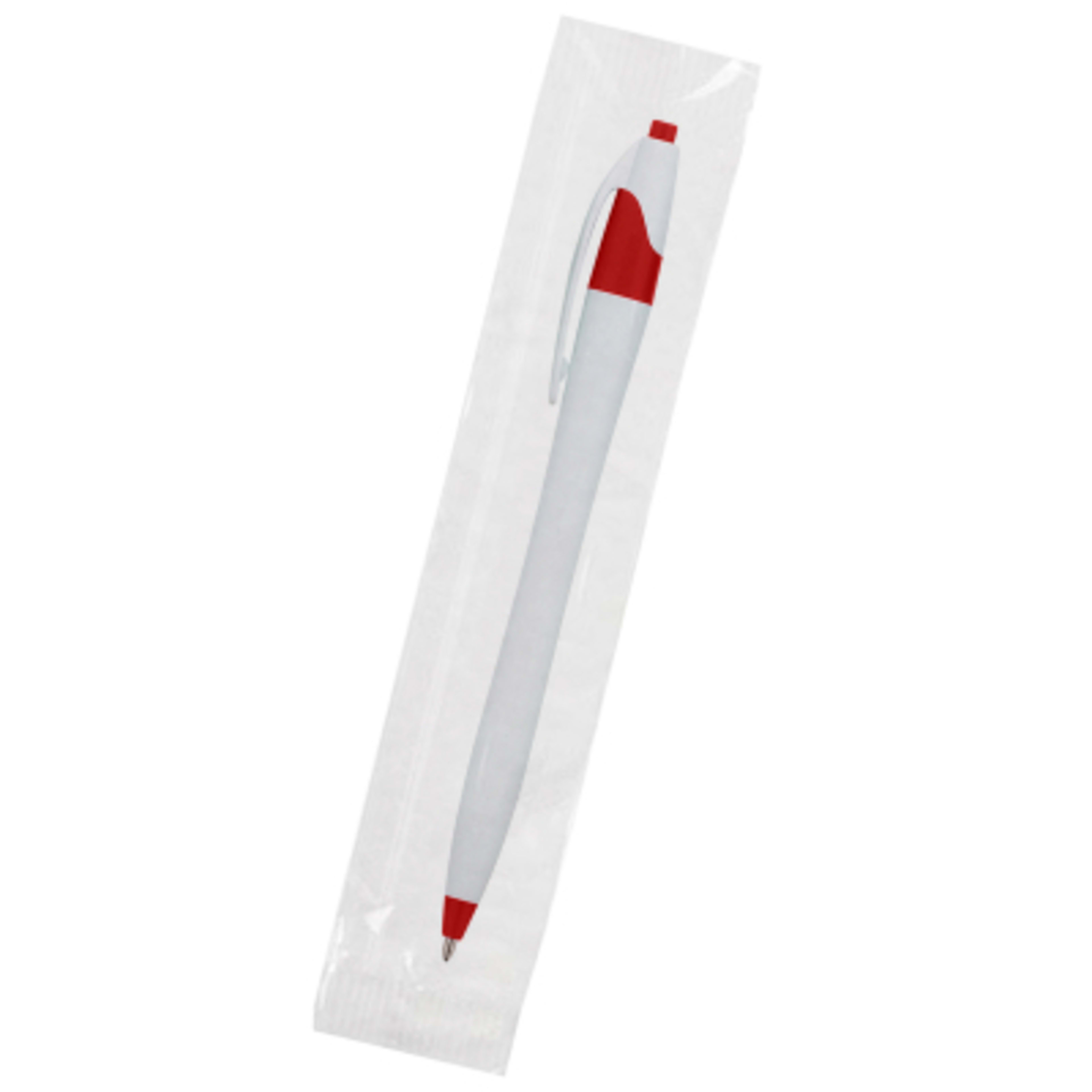 Ballpoint Pen Plunger Action Classic Design - 5.75 in - White/Red - Cellobag - product view 54
