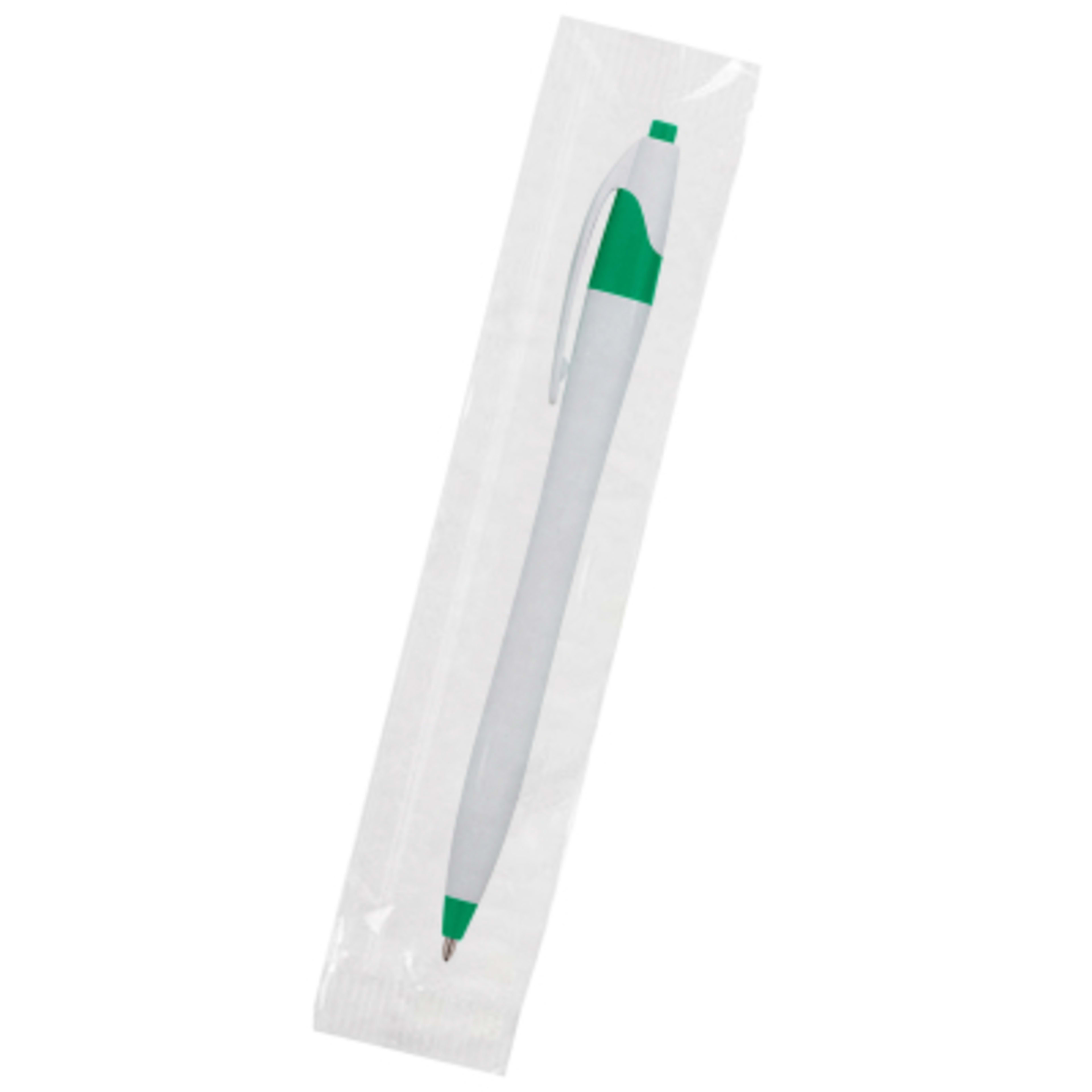 Ballpoint Pen Plunger Action Classic Design - 5.75 in - White/Green - Cellobag - product view 56