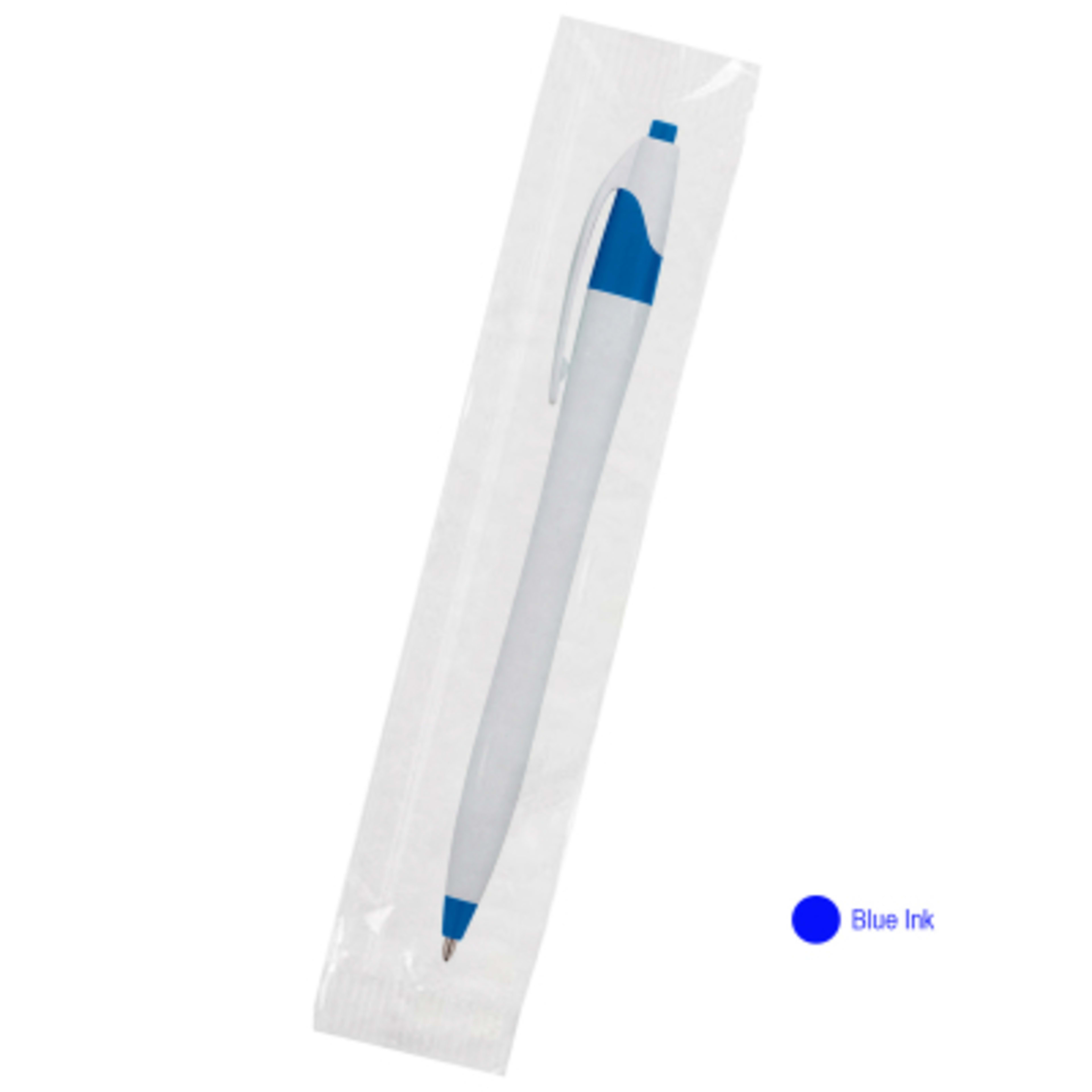 Ballpoint Pen Plunger Action Classic Design - 5.75 in - White/Blue/Blue - Cellobag - product view 57