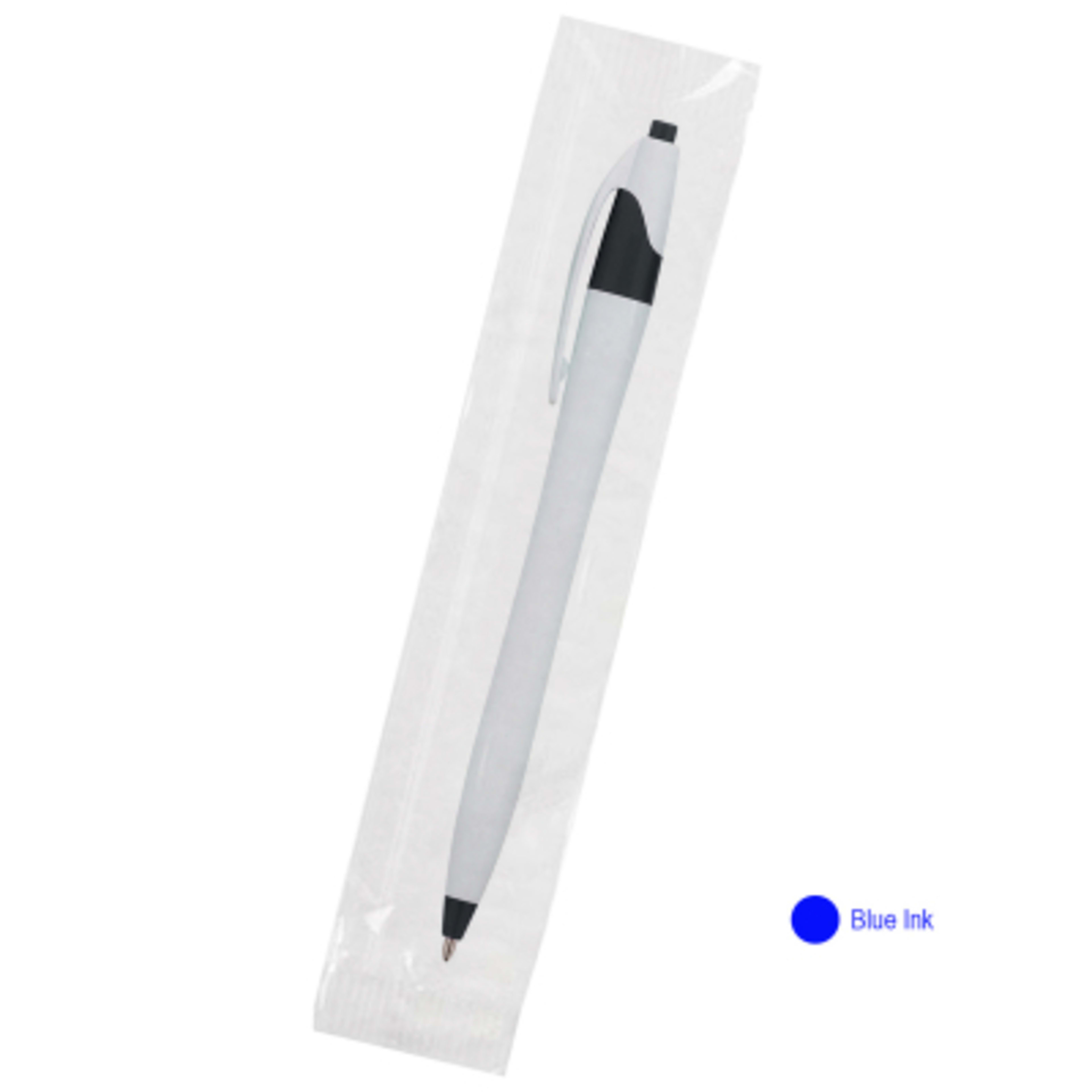 Ballpoint Pen Plunger Action Classic Design - 5.75 in - White/Black/Blue - Cellobag - product view 59
