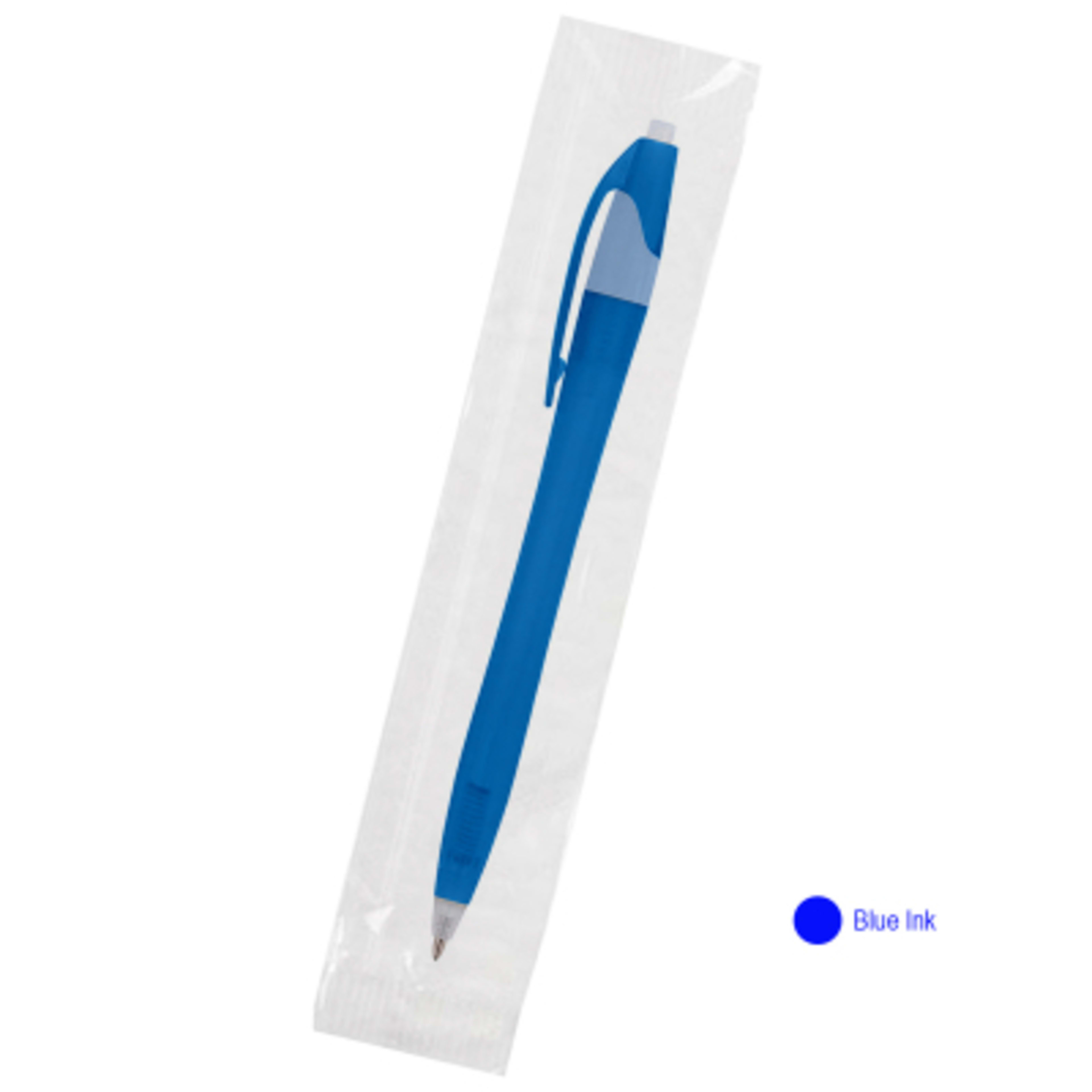 Ballpoint Pen Plunger Action Classic Design - 5.75 in - TRN/Blue/Blue - Cellobag - product view 63