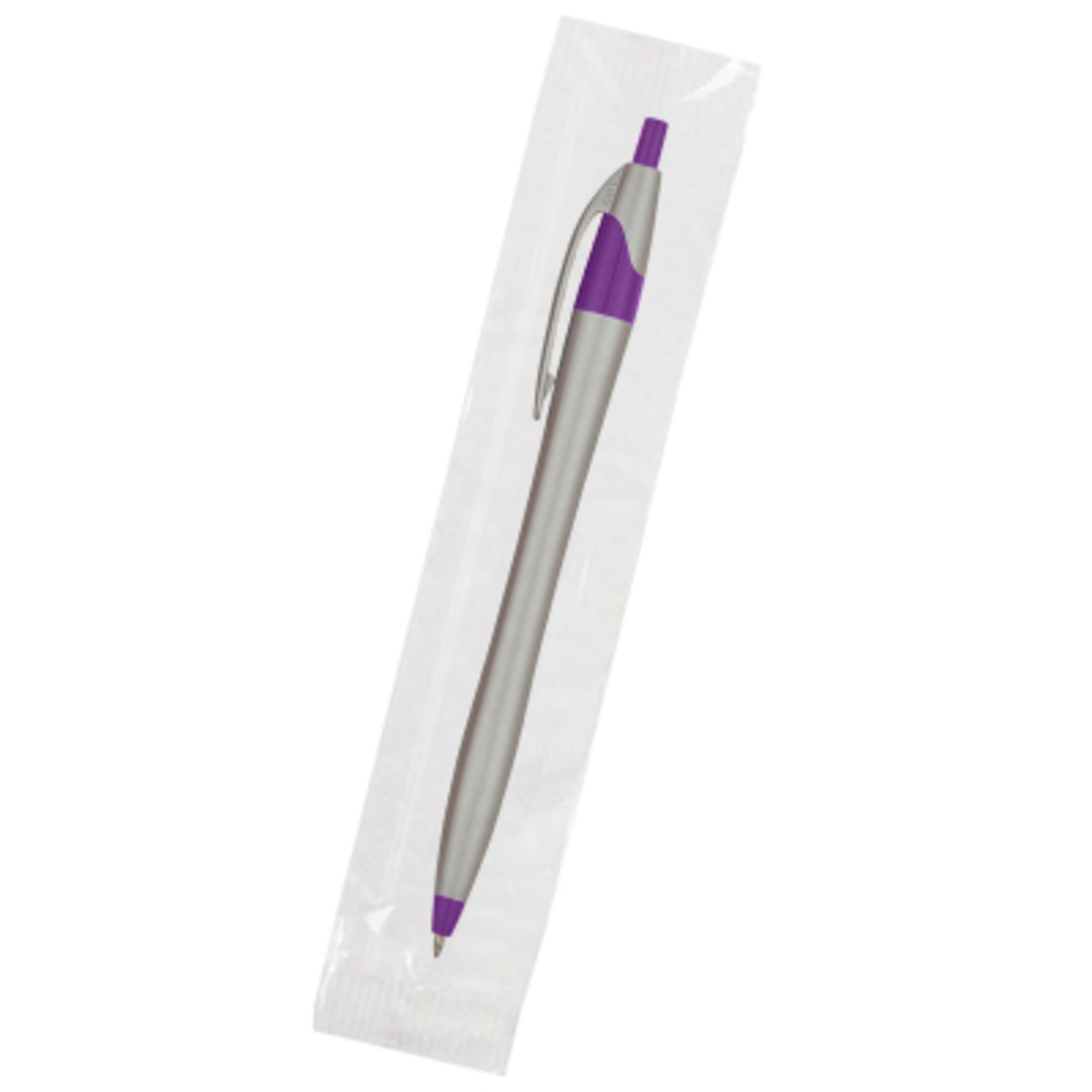 Ballpoint Pen Plunger Action Classic Design - 5.75 in - Silver/Purple - Cellobag - product view 66
