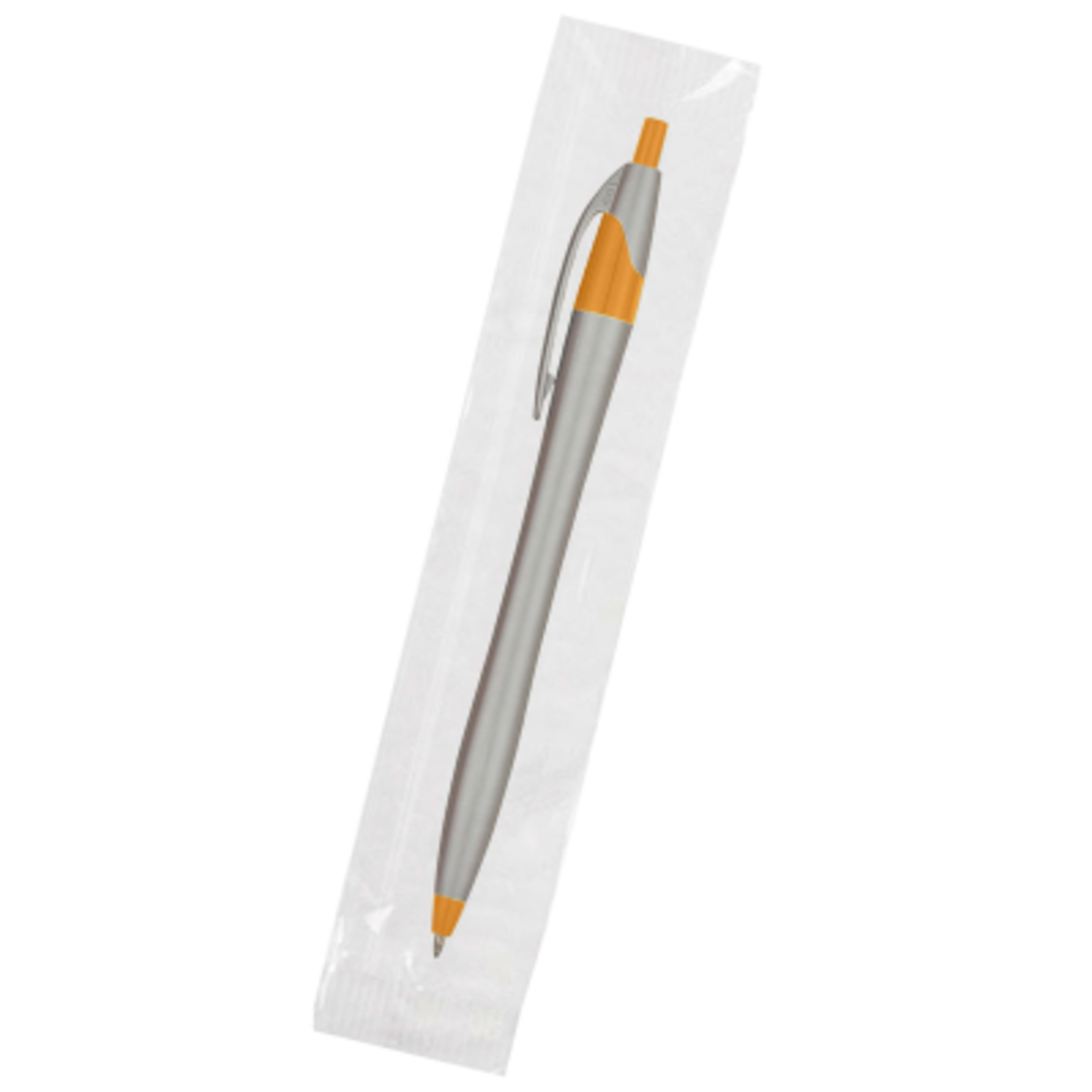 Ballpoint Pen Plunger Action Classic Design - 5.75 in - Silver/ORN - Cellobag - product view 67