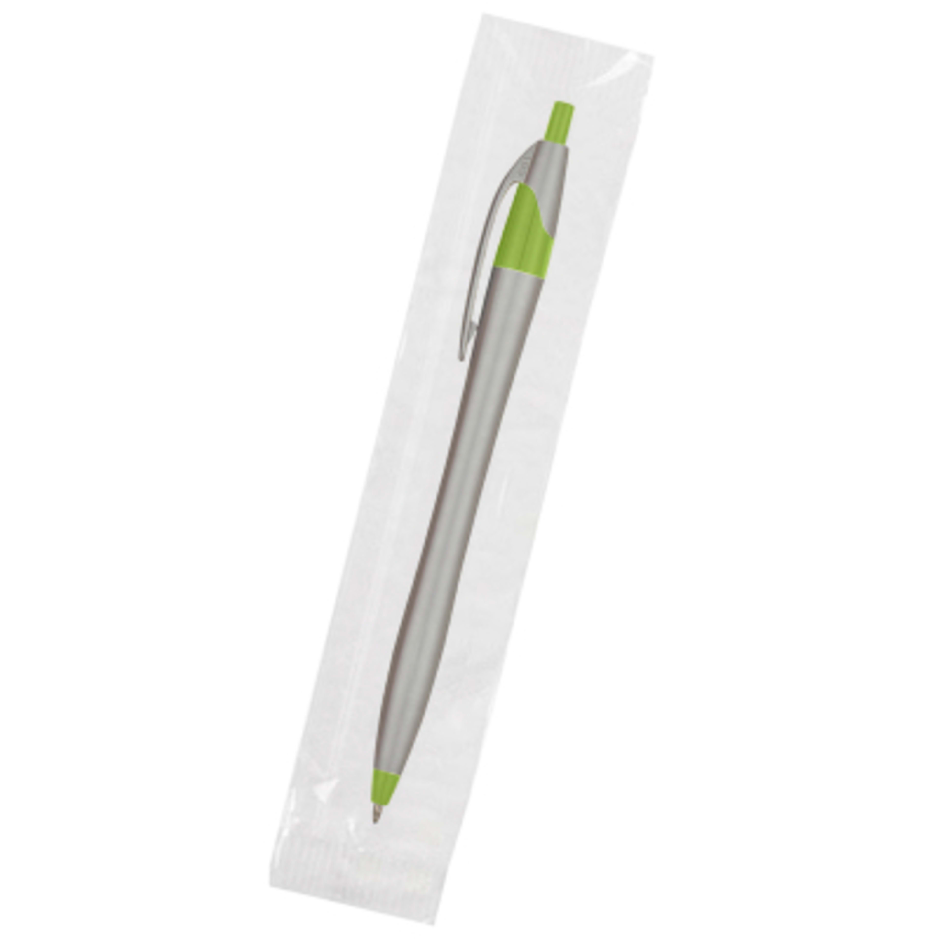 Ballpoint Pen Plunger Action Classic Design - 5.75 in - Silver/Lime - Cellobag - product view 68