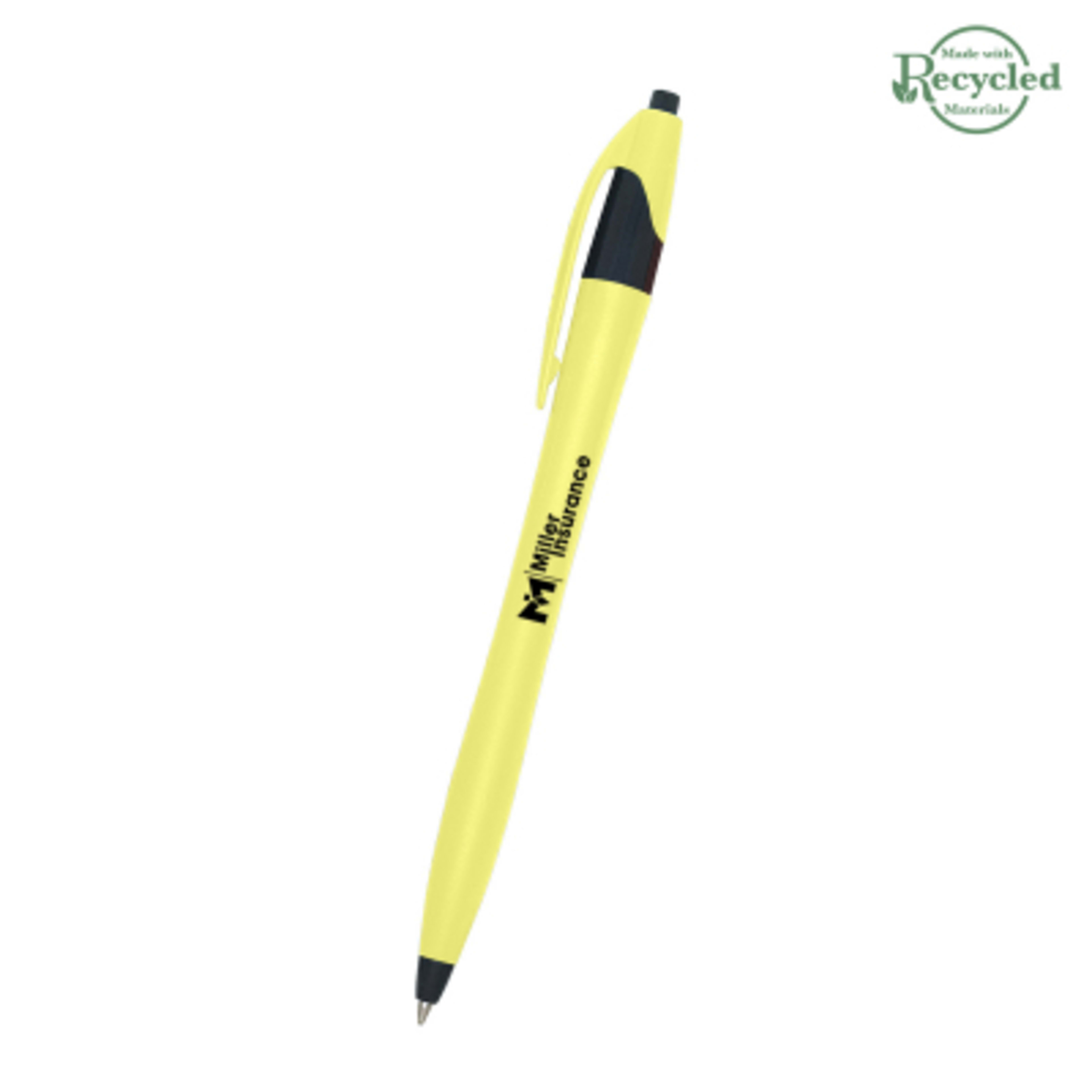 Ballpoint Pen Plunger Action Classic Design - 5.75 in - Yellow - Silkscreen - product view 8