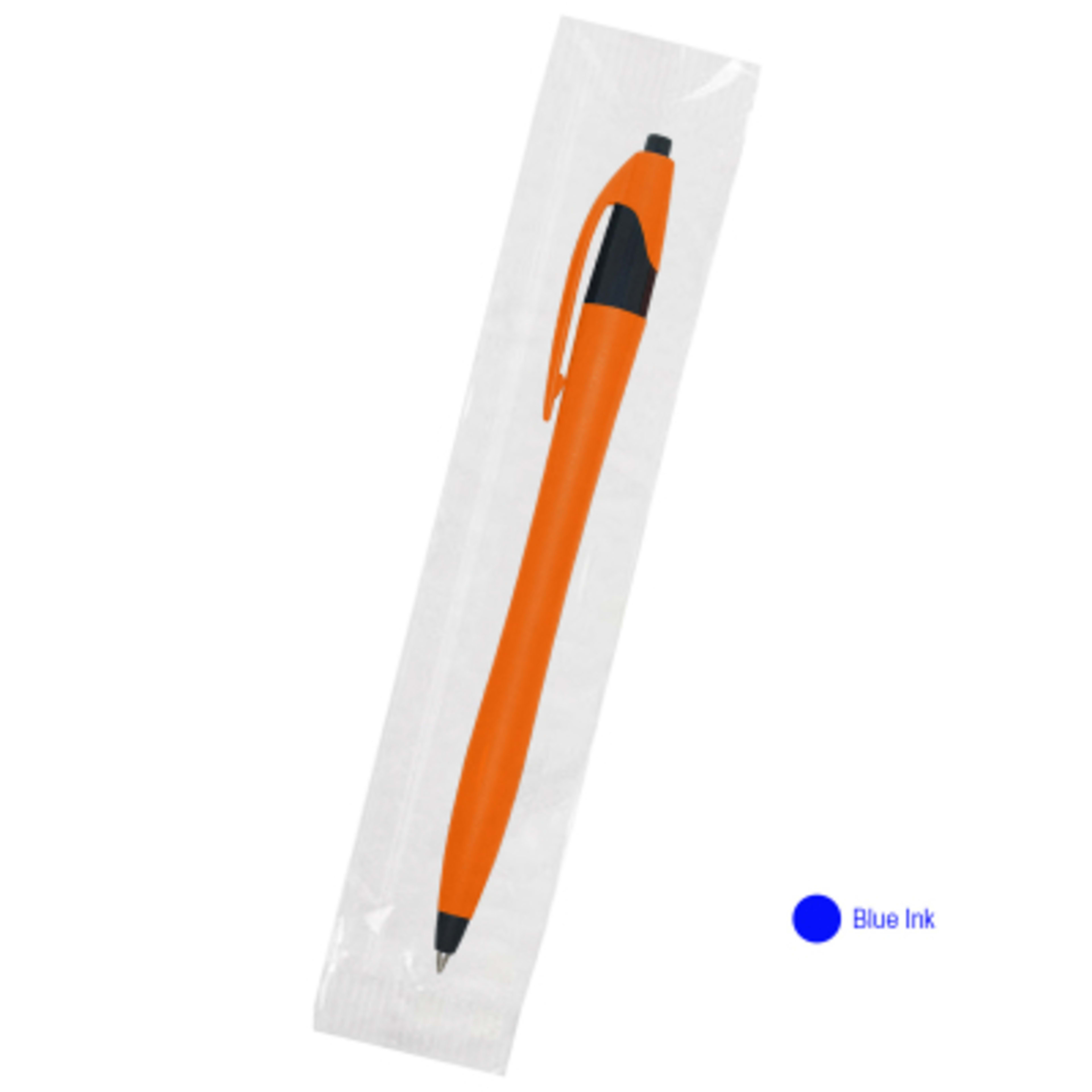 Ballpoint Pen Plunger Action Classic Design - 5.75 in - ORN/Blue - Cellobag - product view 74