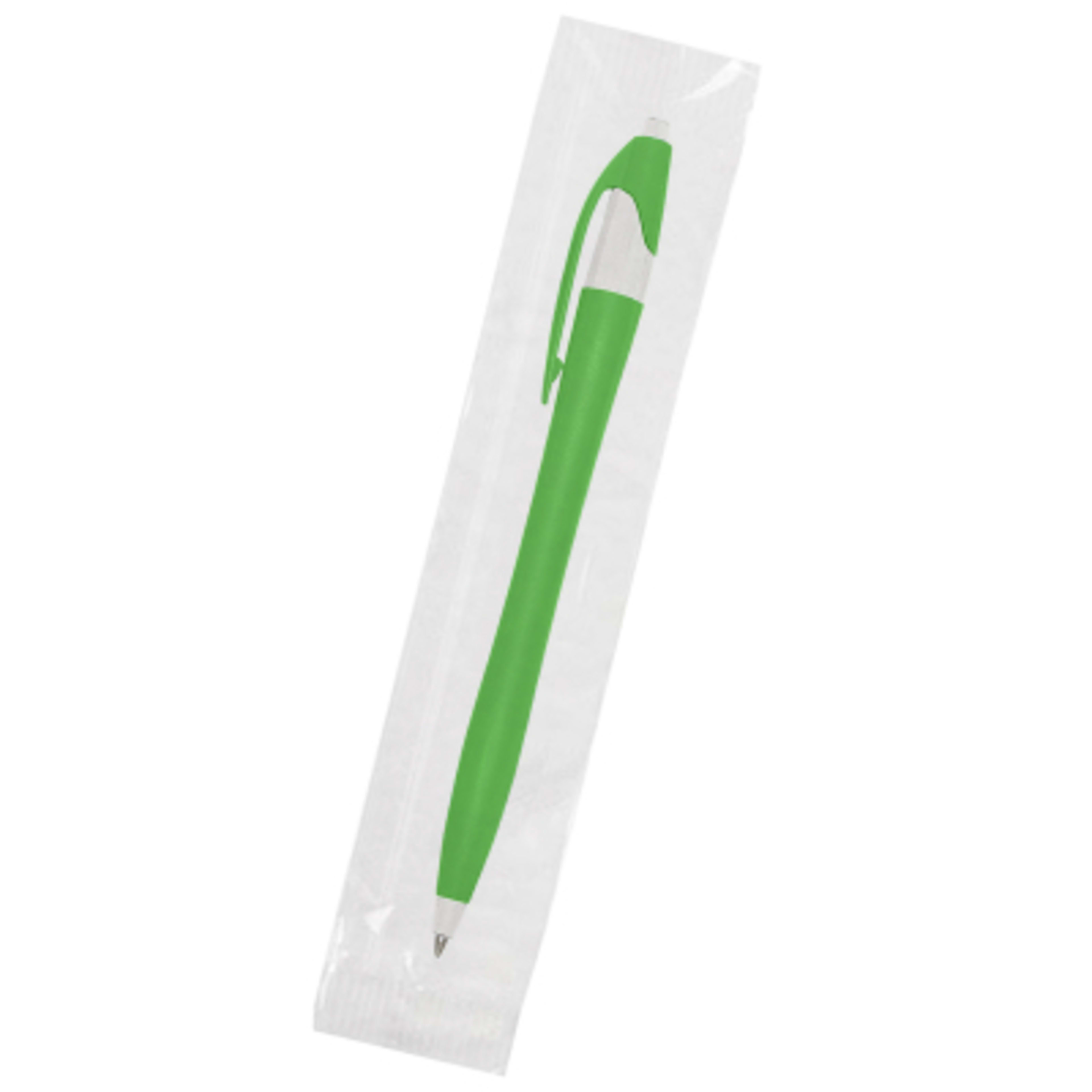 Ballpoint Pen Plunger Action Classic Design - 5.75 in - Green/White - Cellobag - product view 77