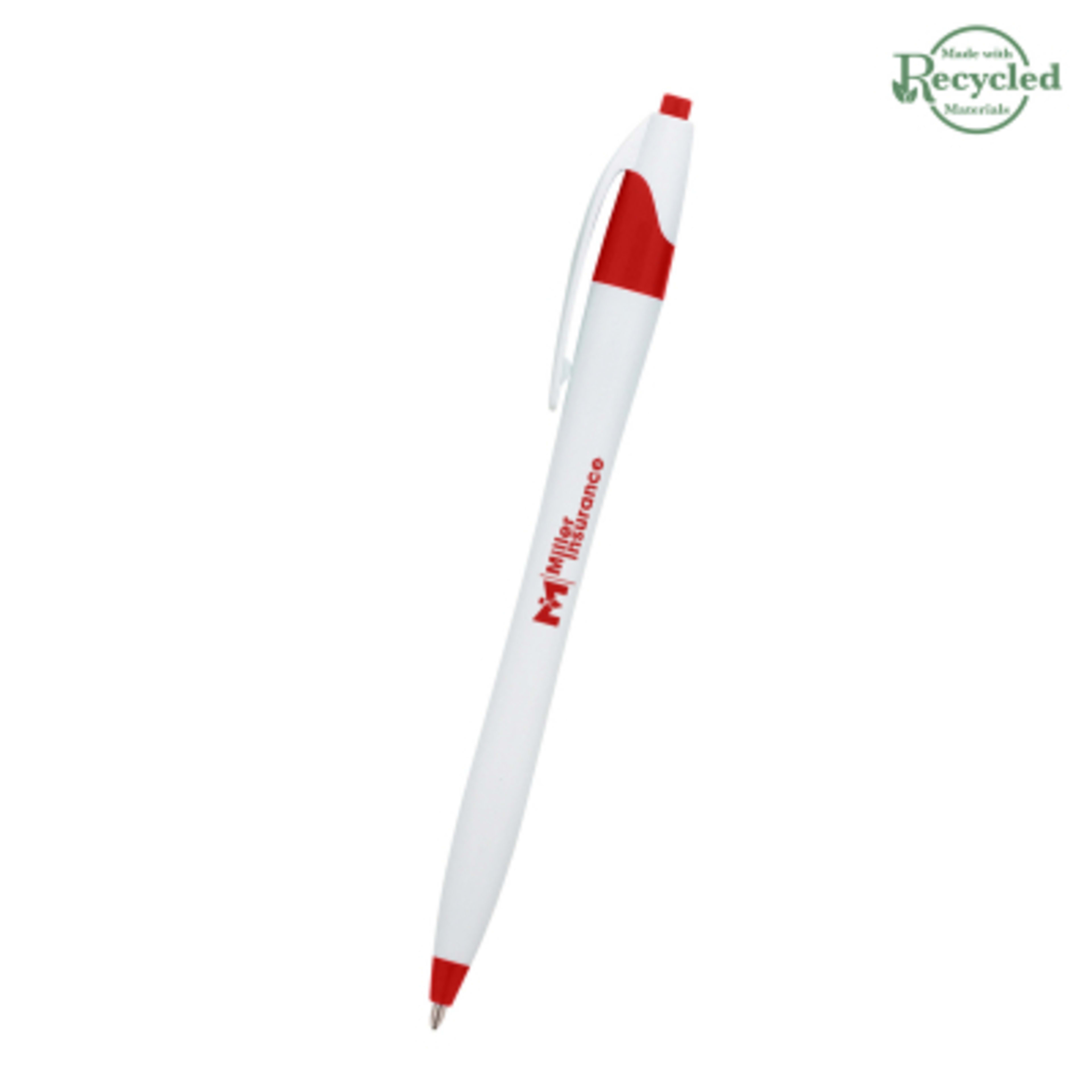 Ballpoint Pen Plunger Action Classic Design - 5.75 in - White/Red - Silkscreen - product view 9