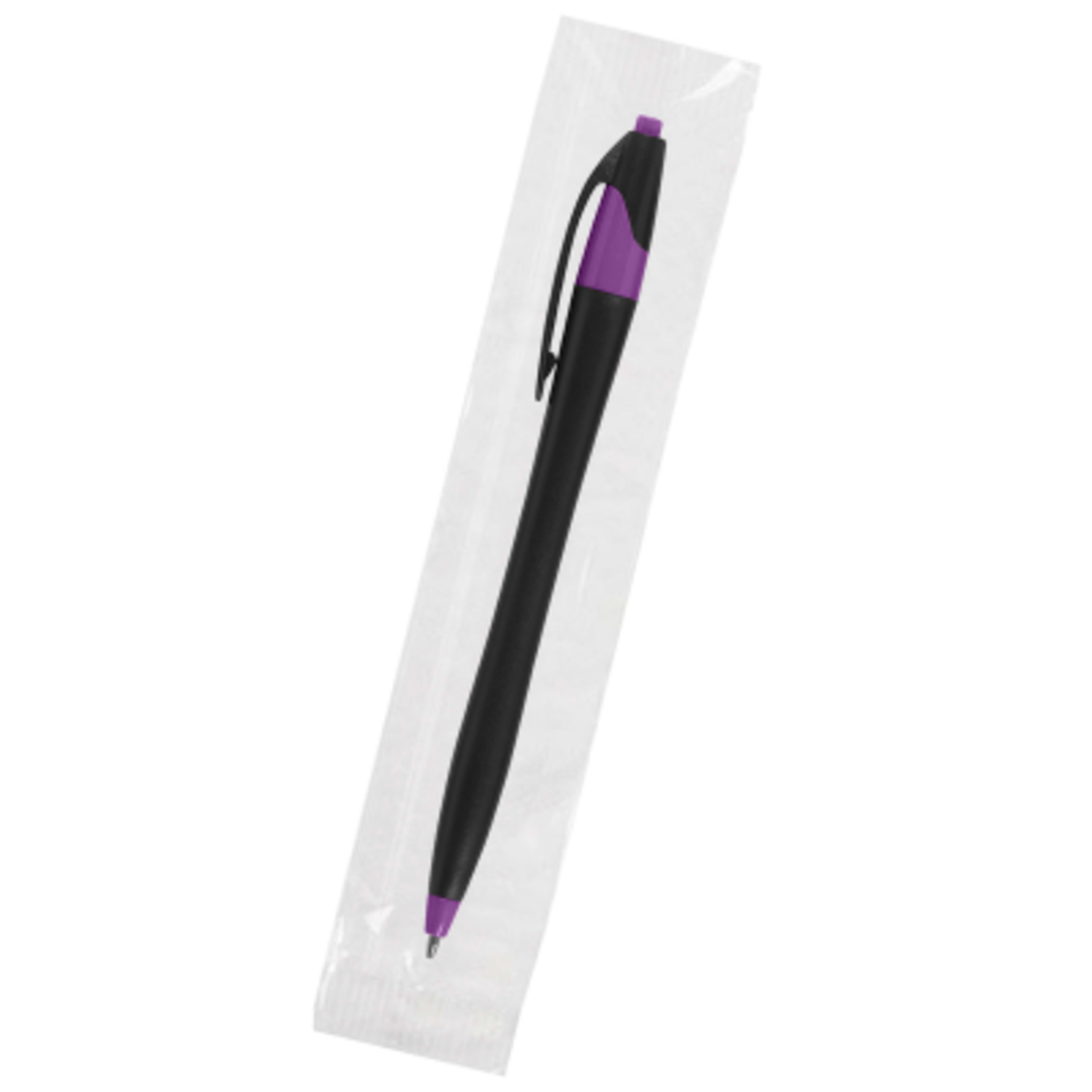 Ballpoint Pen Plunger Action Classic Design - 5.75 in - Black/Purple - Cellobag - product view 86