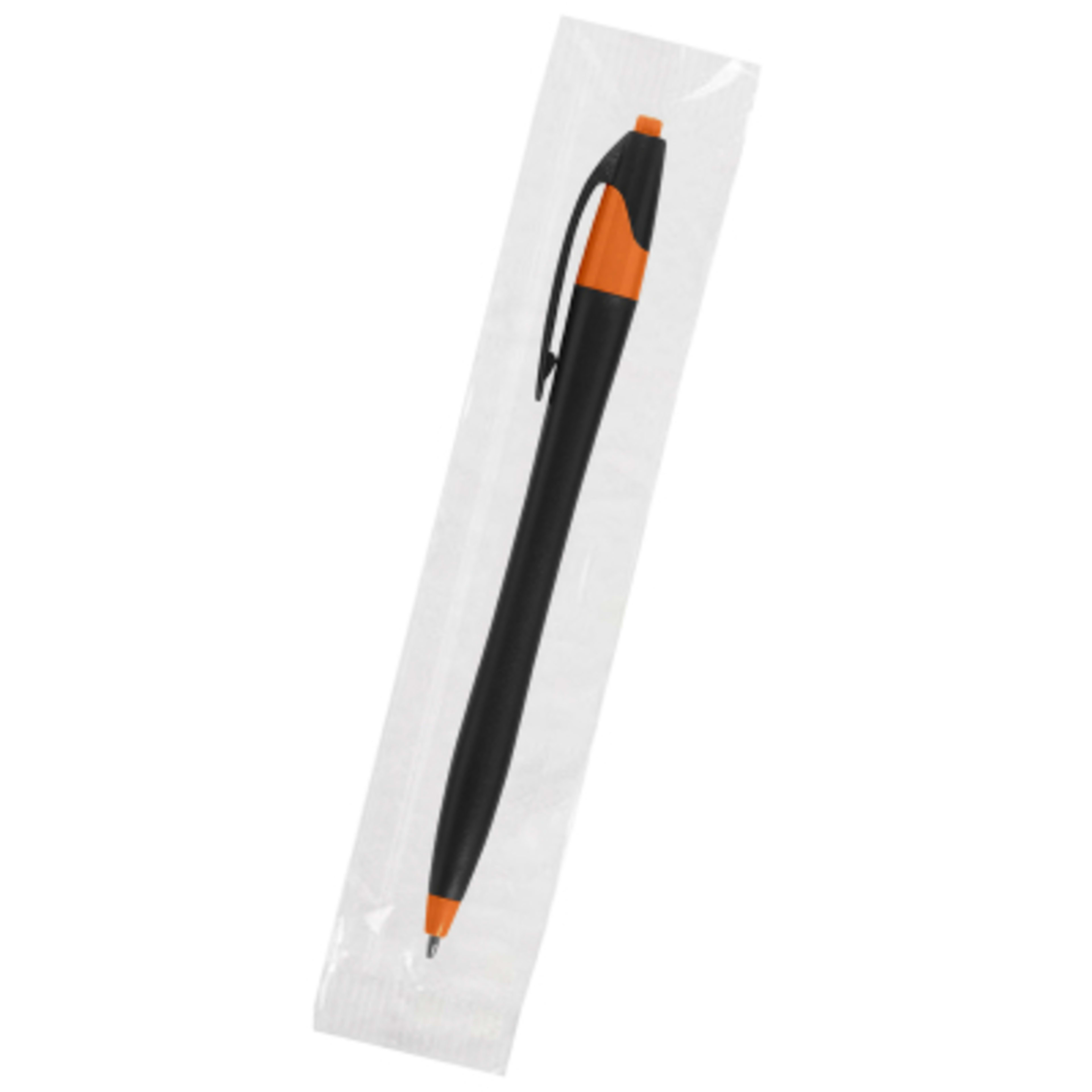 Ballpoint Pen Plunger Action Classic Design - 5.75 in - Black/ORN - Cellobag - product view 87