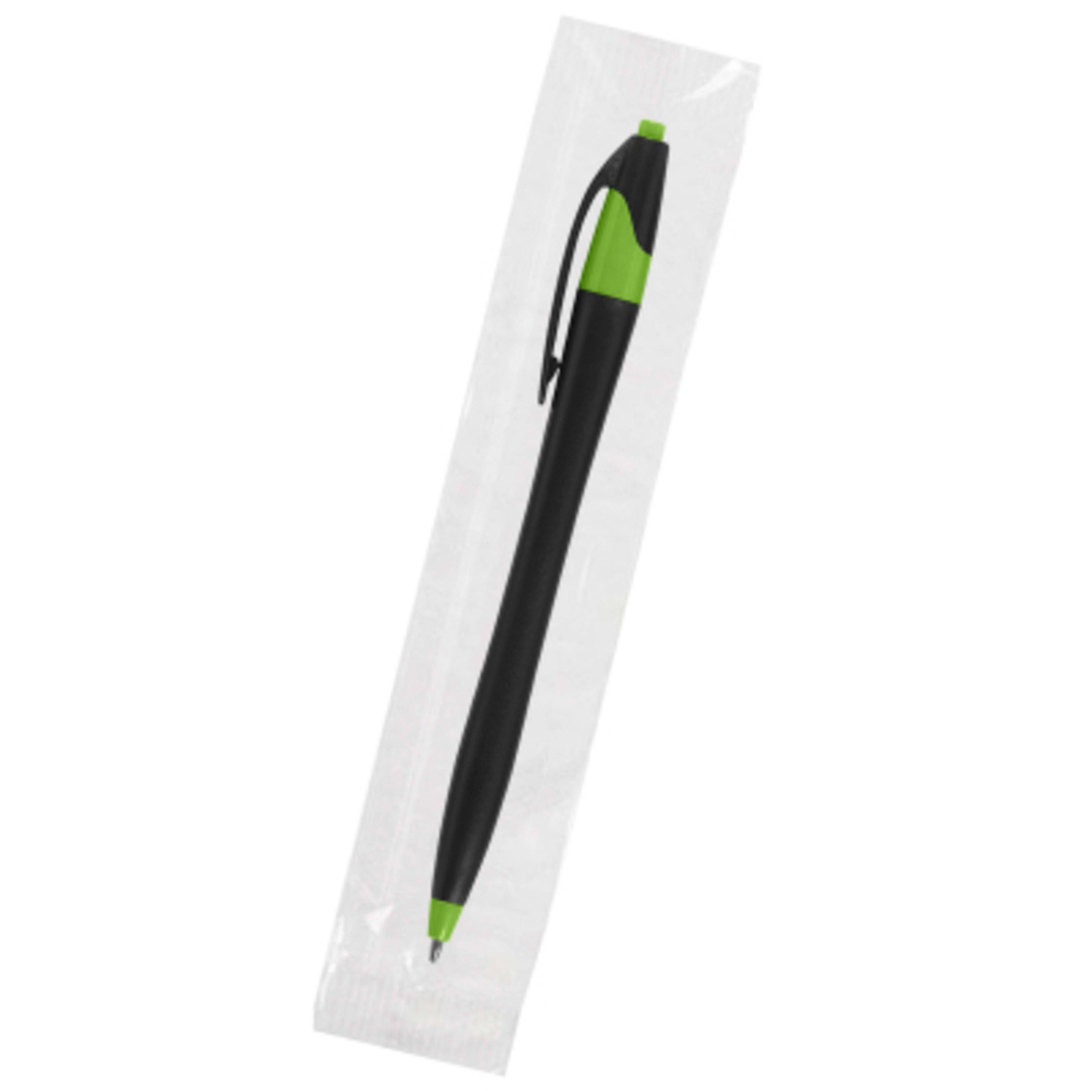 Ballpoint Pen Plunger Action Classic Design - 5.75 in - Black/Lime - Cellobag - product view 88