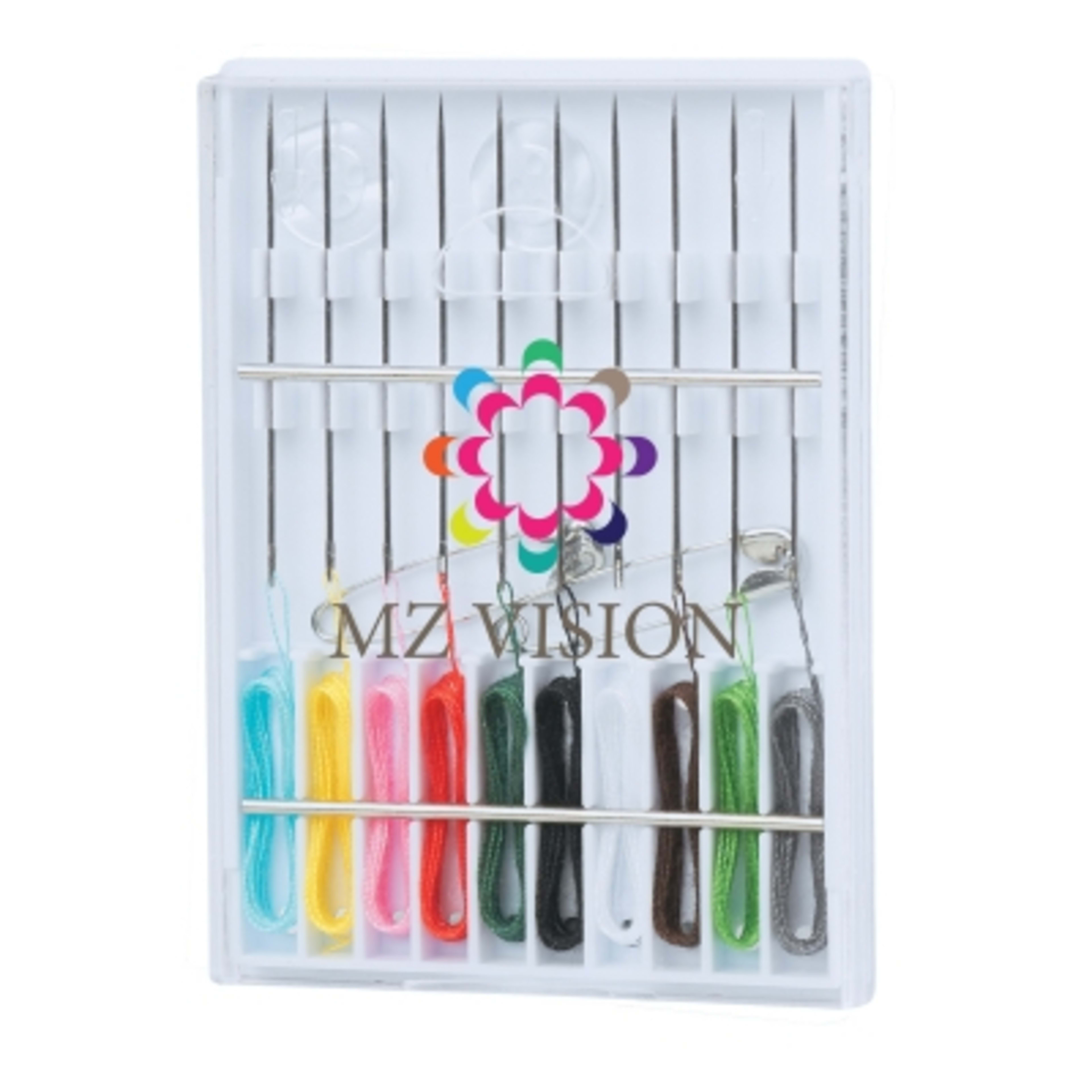 Sewing Kit Pre-Threaded Needles 10 Piece - 2.25 x 3 in - Clear - Digibrite - product view 1