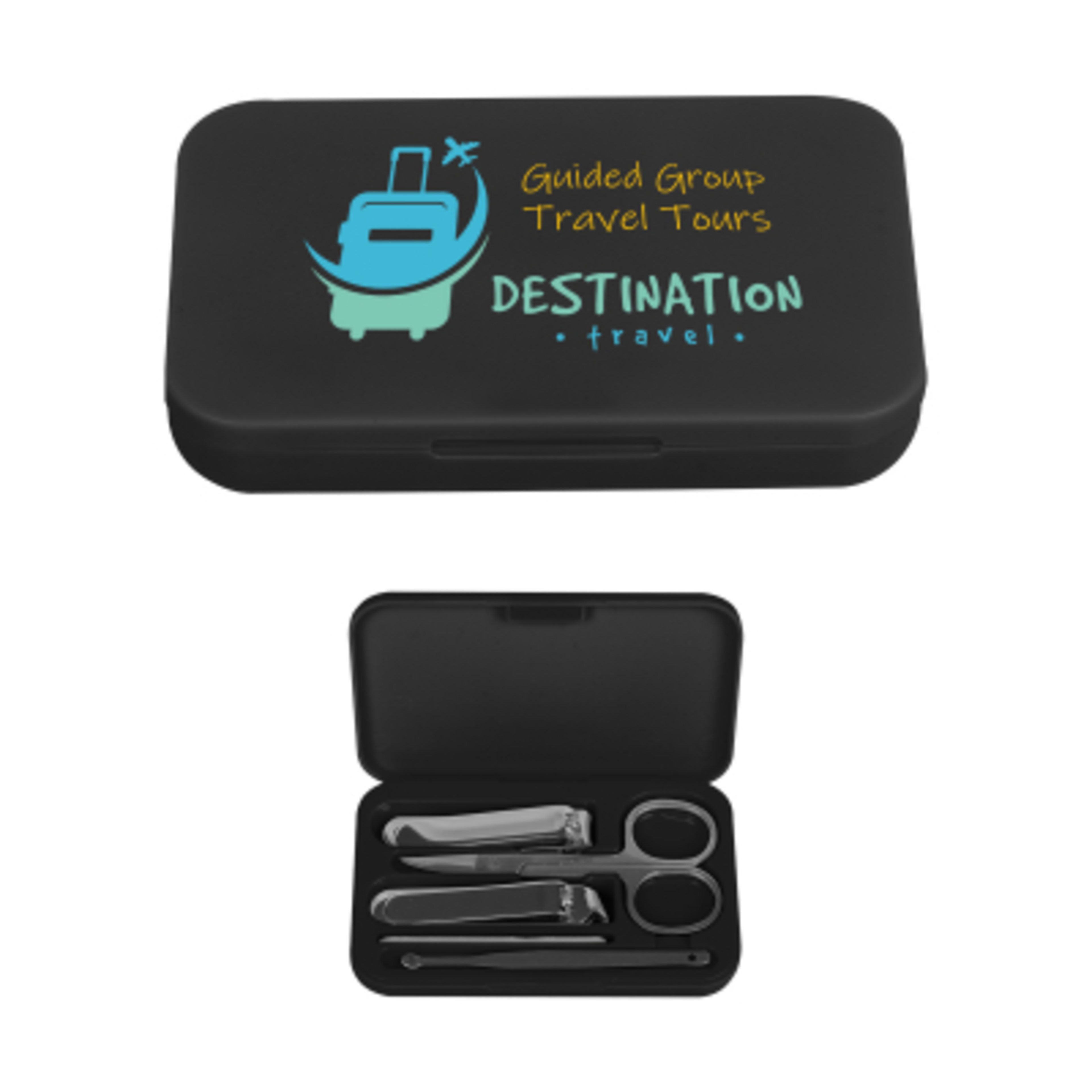Manicure Set 5-Piece Complete Kit - 4 x 2.5 in - Black - Digibrite - promotional product with custom logo