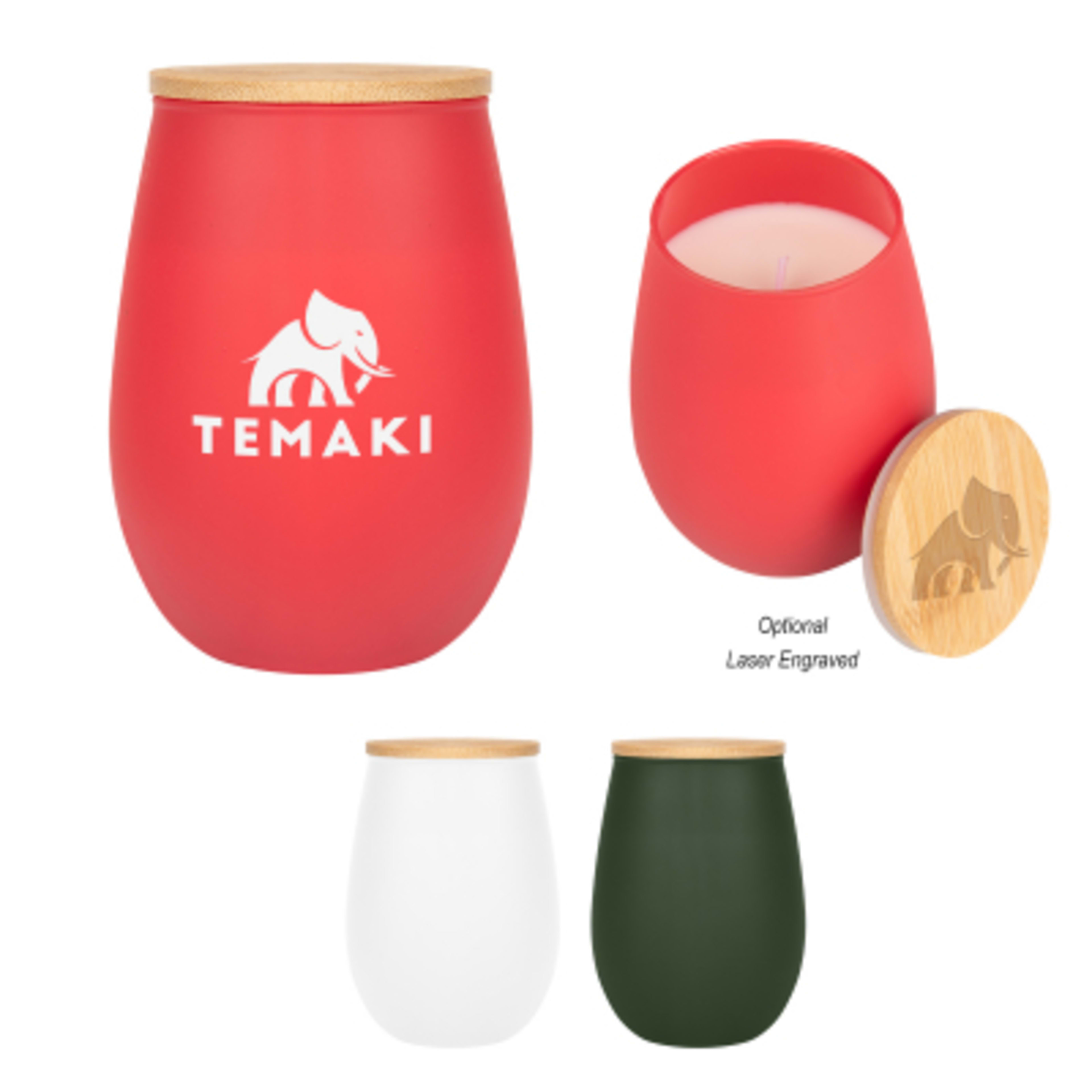 Glass Candle Soy Wax Bamboo Lid Vanilla - 2.25 x 4 in - Group Shot - product view 3