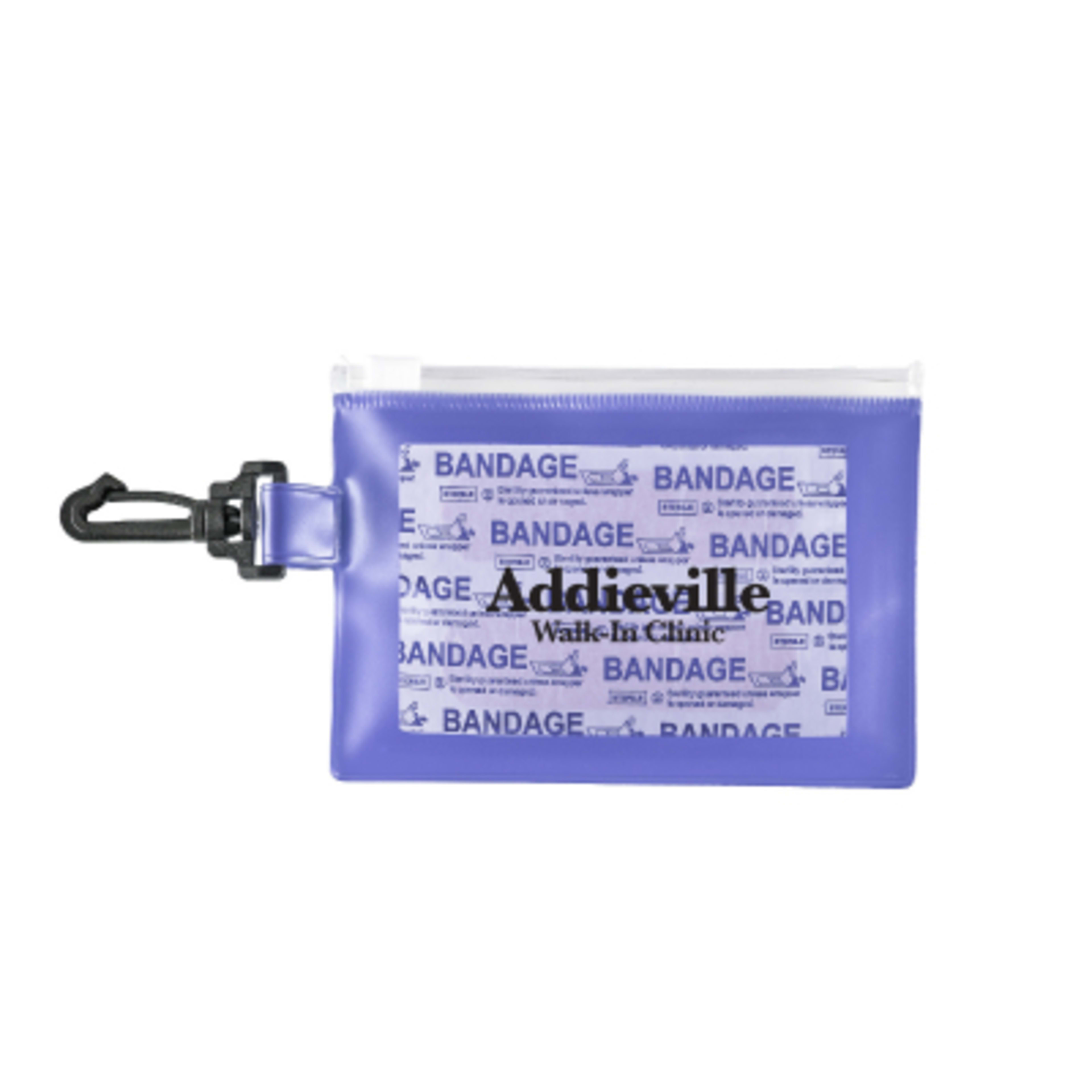 First Aid Kit Travel Safe Travels PVC Pouch - 5.25 x 3.5 in - TRN/Blue - Silkscreen - promotional product with custom logo