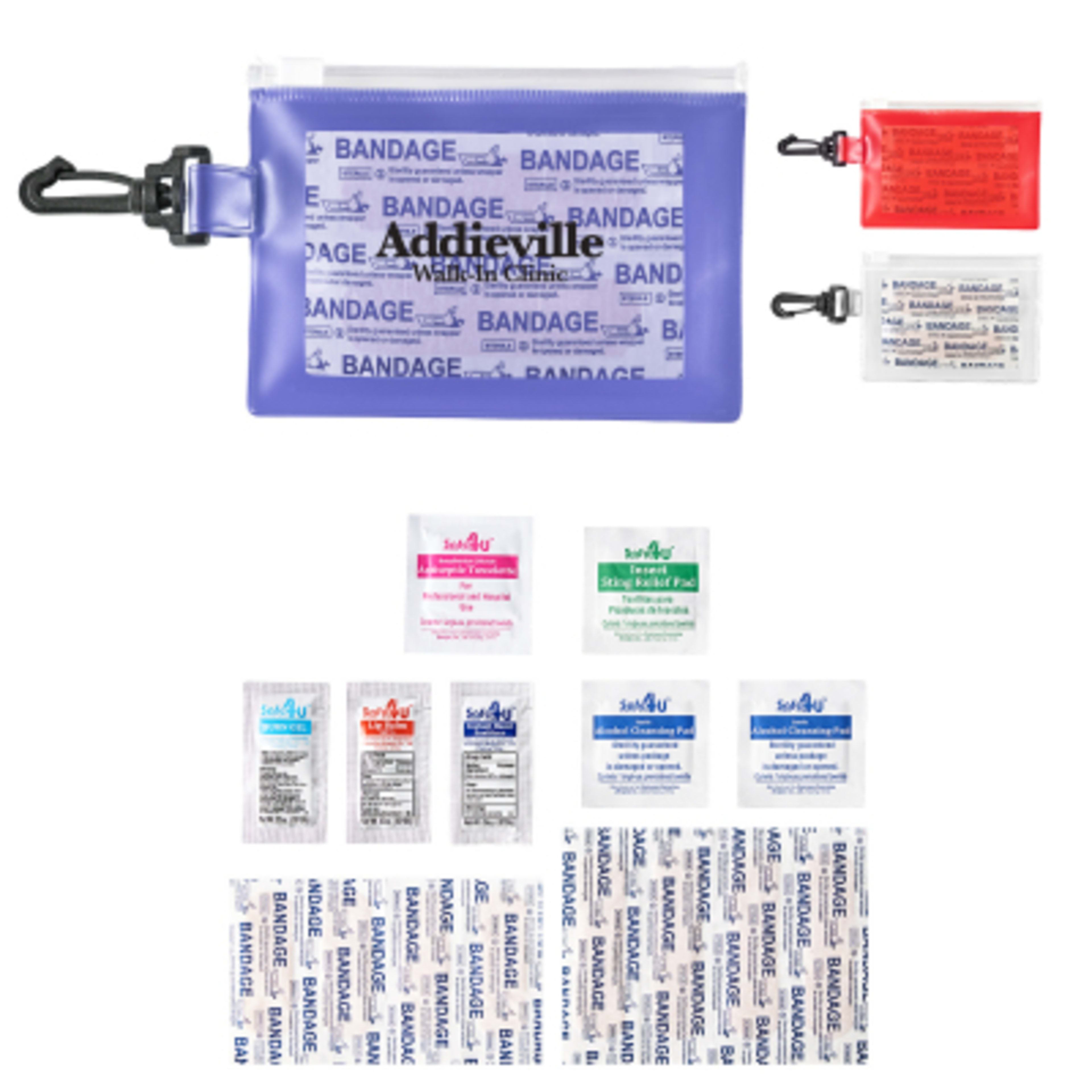First Aid Kit Travel Safe Travels PVC Pouch - 5.25 x 3.5 in - Group Shot - product view 2