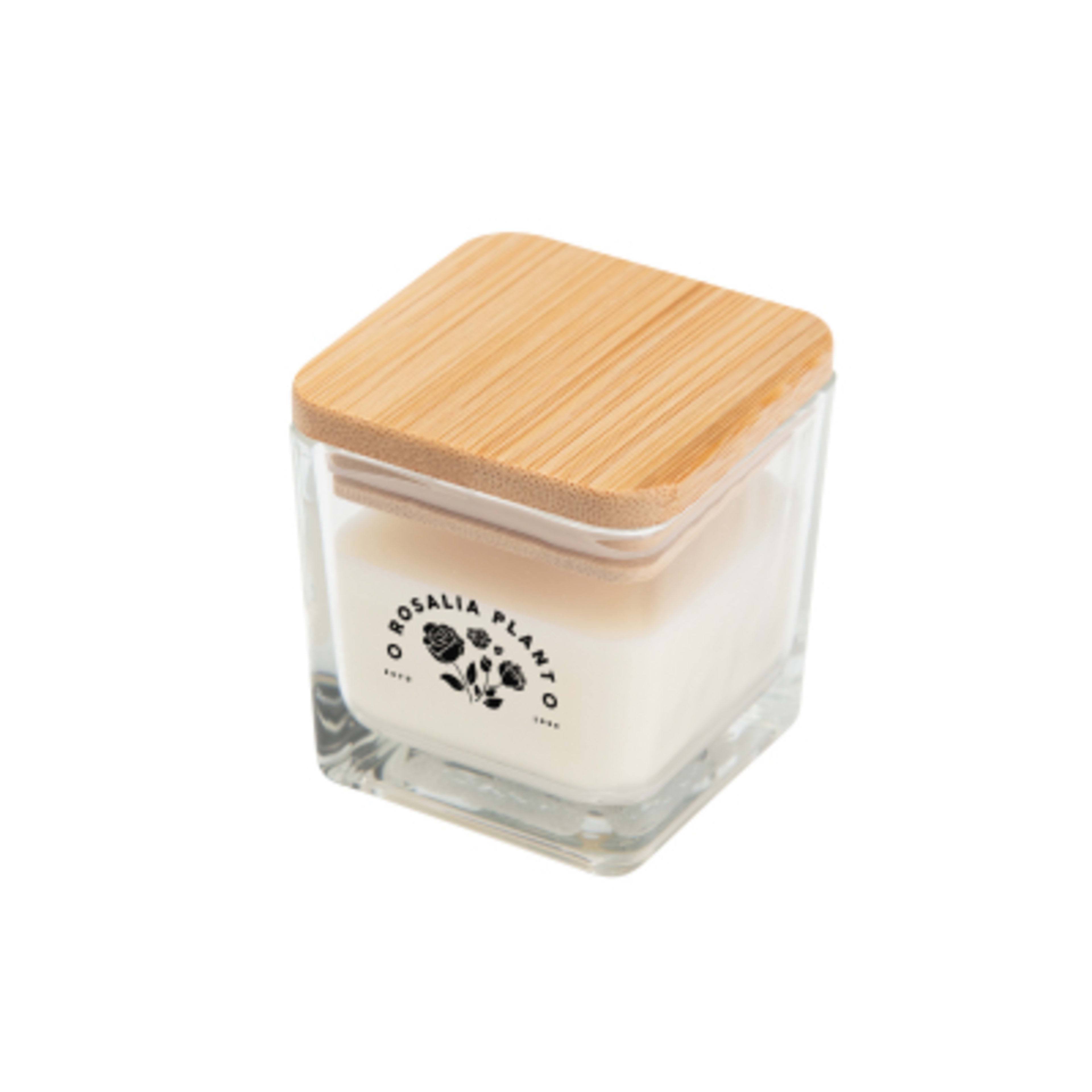 Mini Candle Glass Soy Wax Bamboo Lid Citrus - 2 x 2.25 in - Clear - Silkscreen - promotional product with custom logo