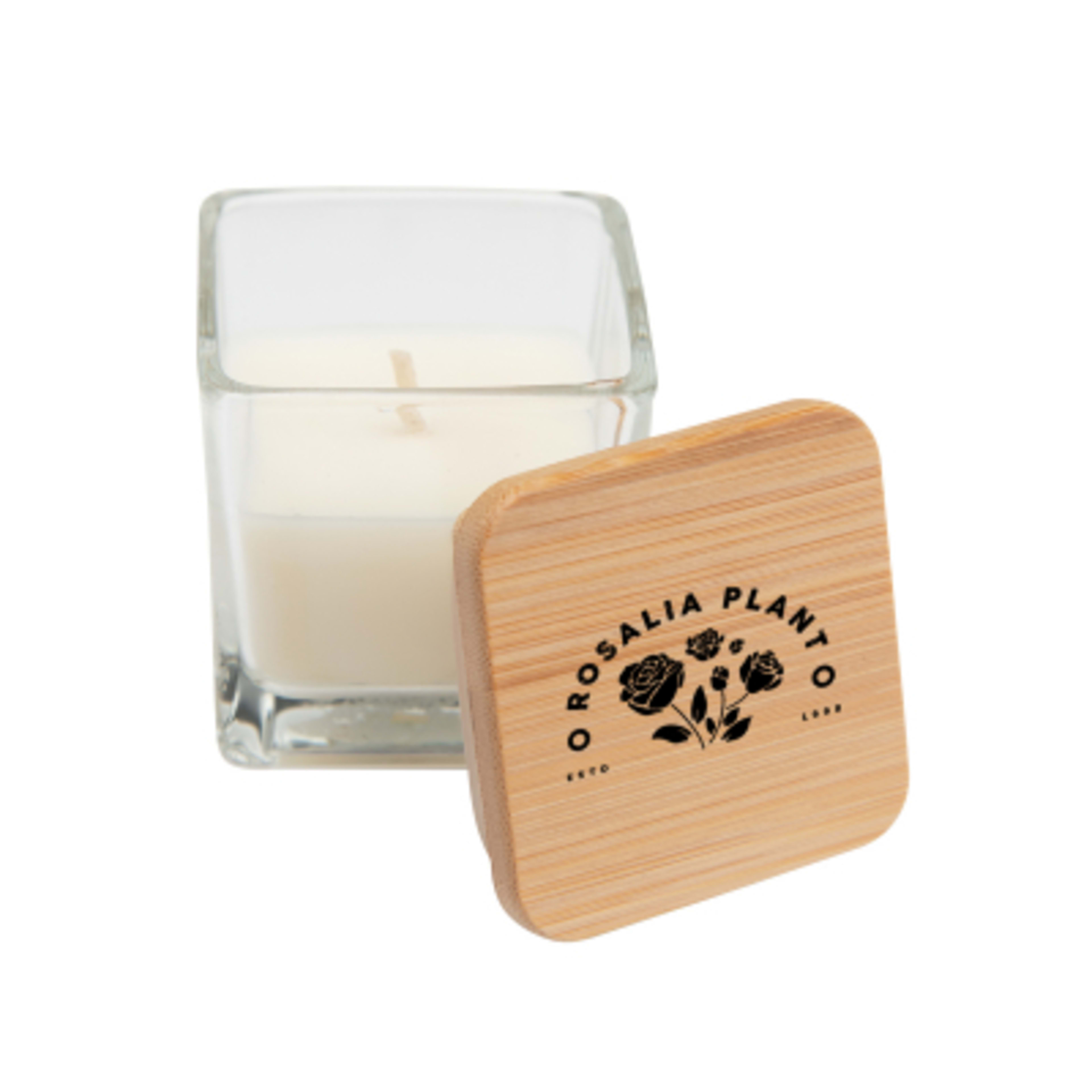 Mini Candle Glass Soy Wax Bamboo Lid Citrus - 2 x 2.25 in - Clear - Optional Silkscreen - product view 2
