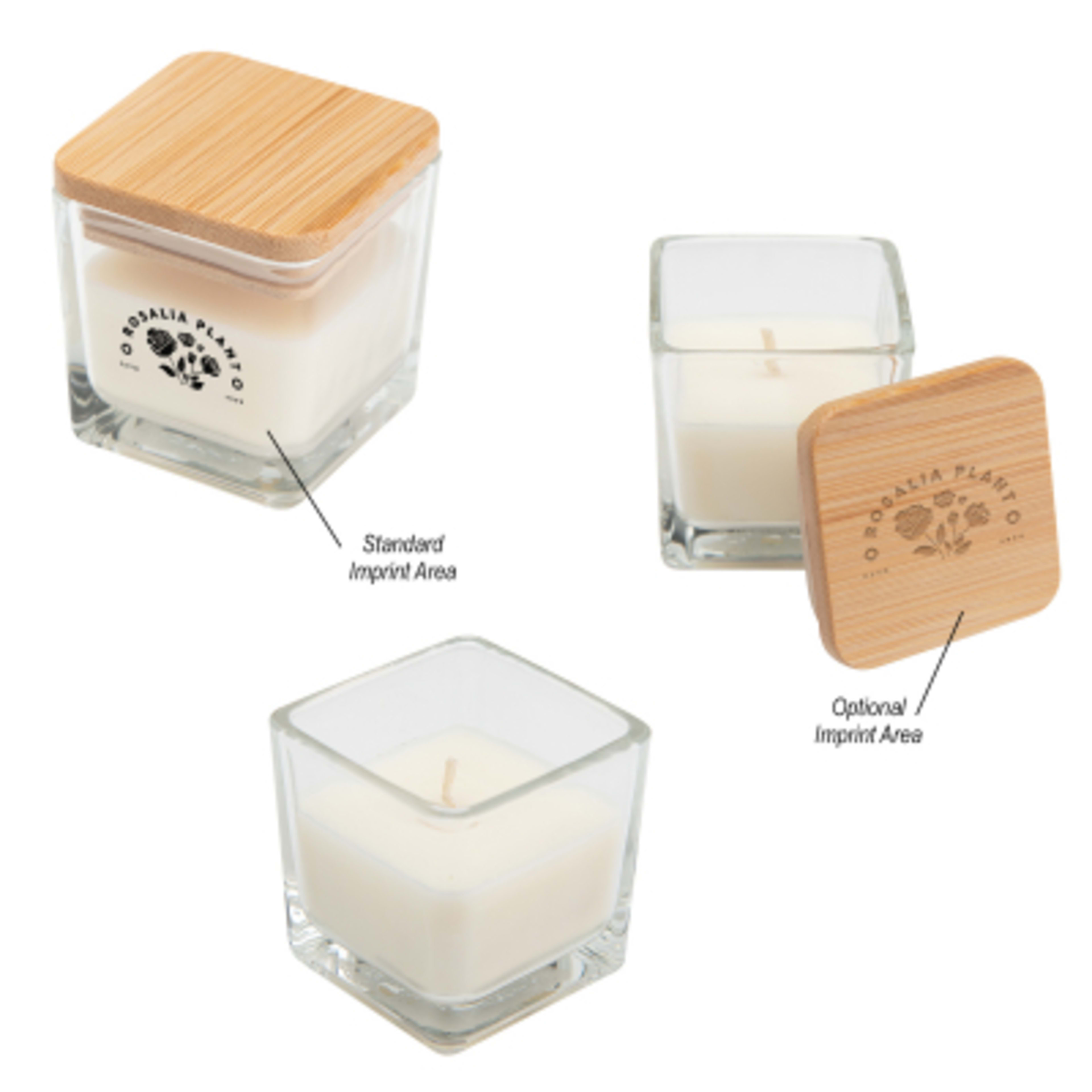 Mini Candle Glass Soy Wax Bamboo Lid Citrus - 2 x 2.25 in - Group Shot - product view 4