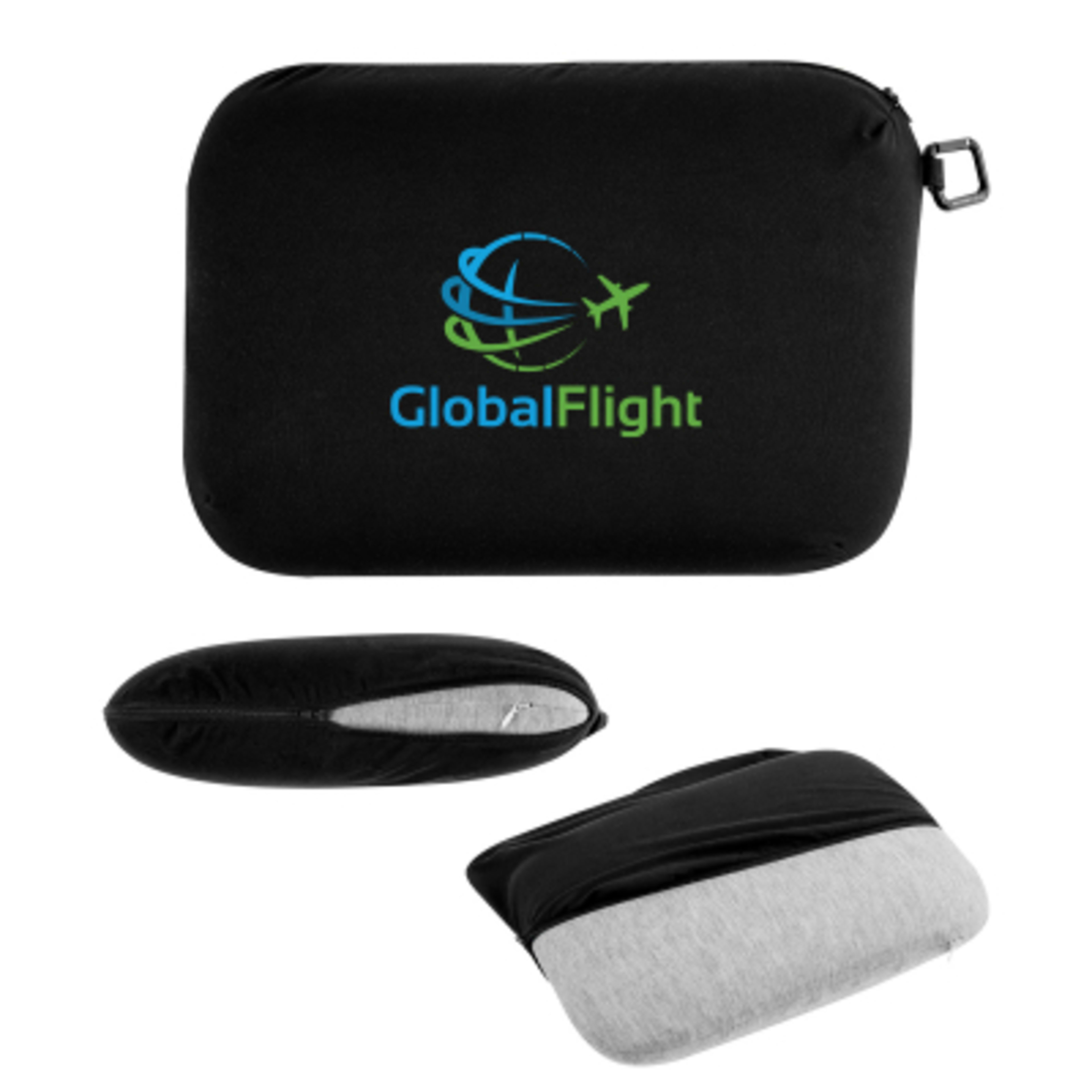 Travel Pillow Inflatable Storage Case Included - 13 x 9 in - Black/Gray - Colorbrite - product view 2