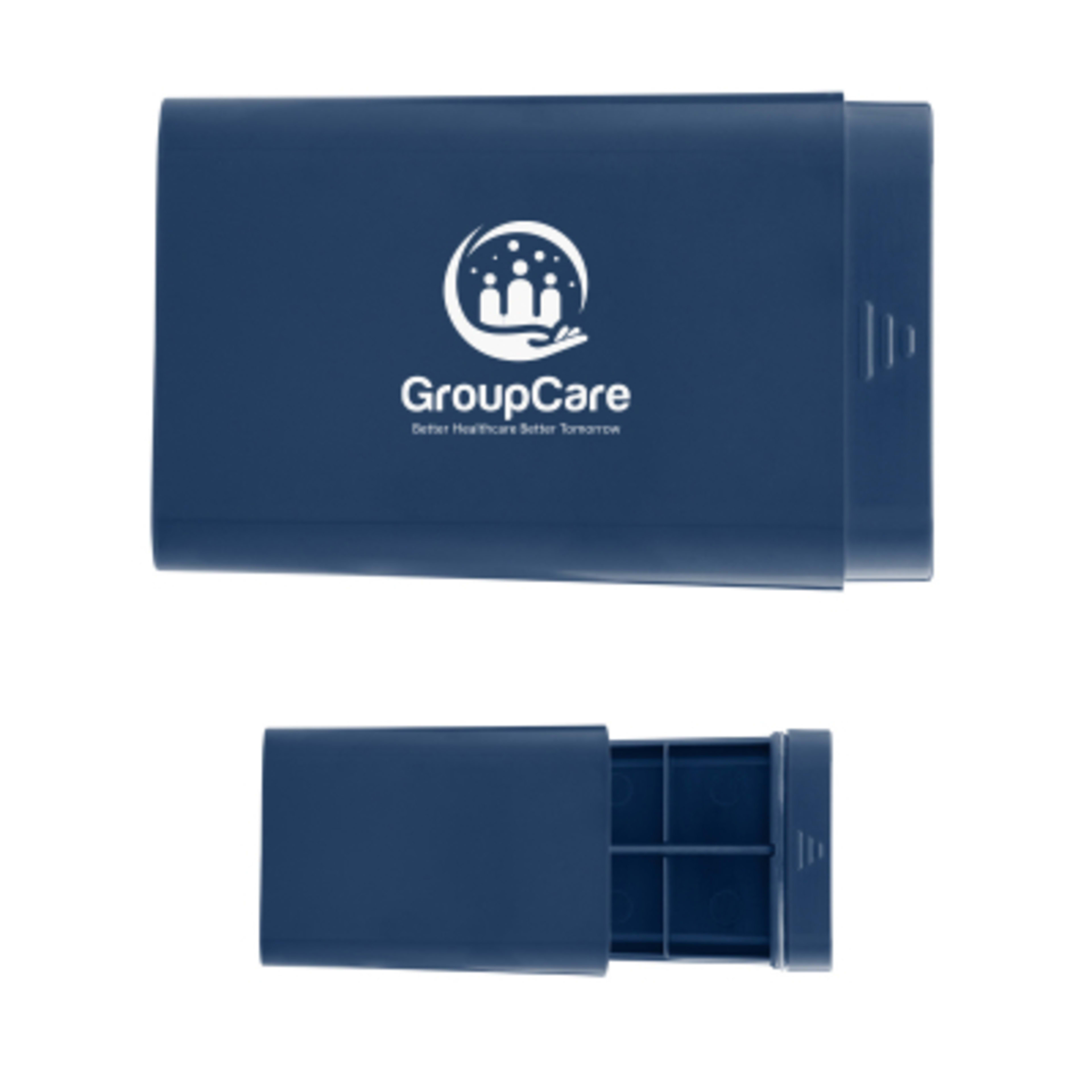 Pill Case with Removable Divider - 3.75 x 2 in - Navy - Silkscreen - product view 1