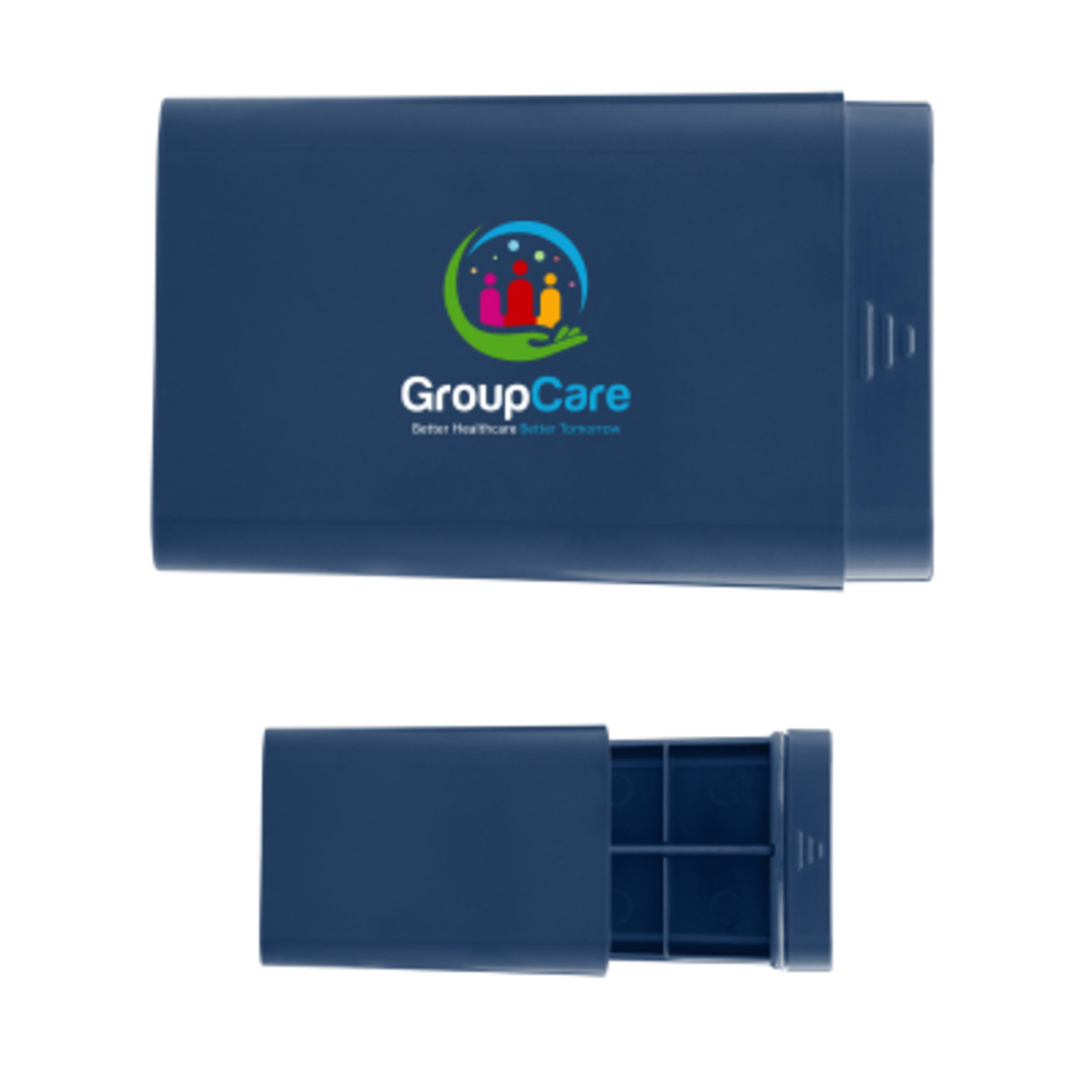 Pill Case with Removable Divider - 3.75 x 2 in - Navy - Digibrite - product view 2