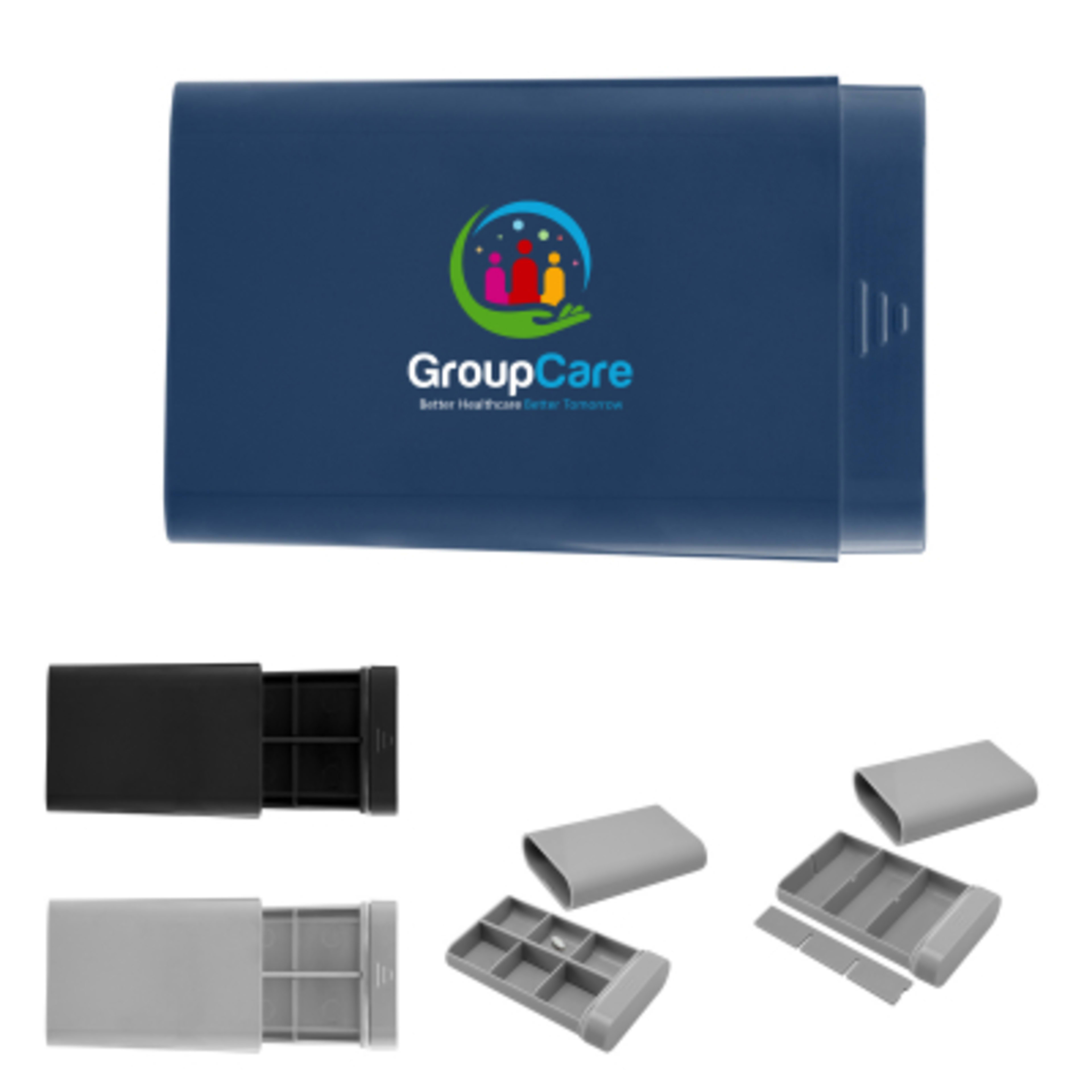 Pill Case with Removable Divider - 3.75 x 2 in - Group Shot - product view 3