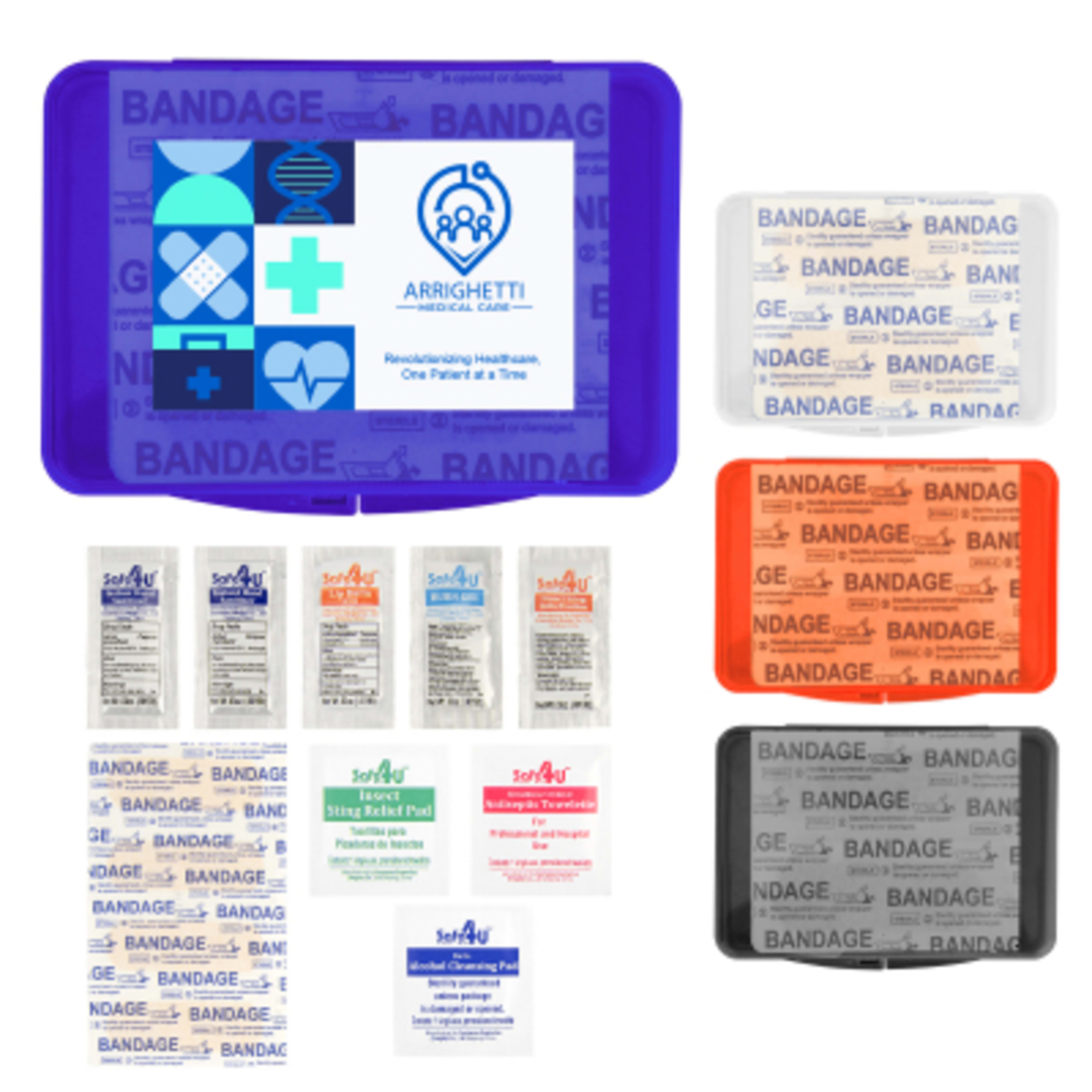 Portable First Aid Kit with Travel Case - 3.5 x 2.5 in - Group Shot - product view 3
