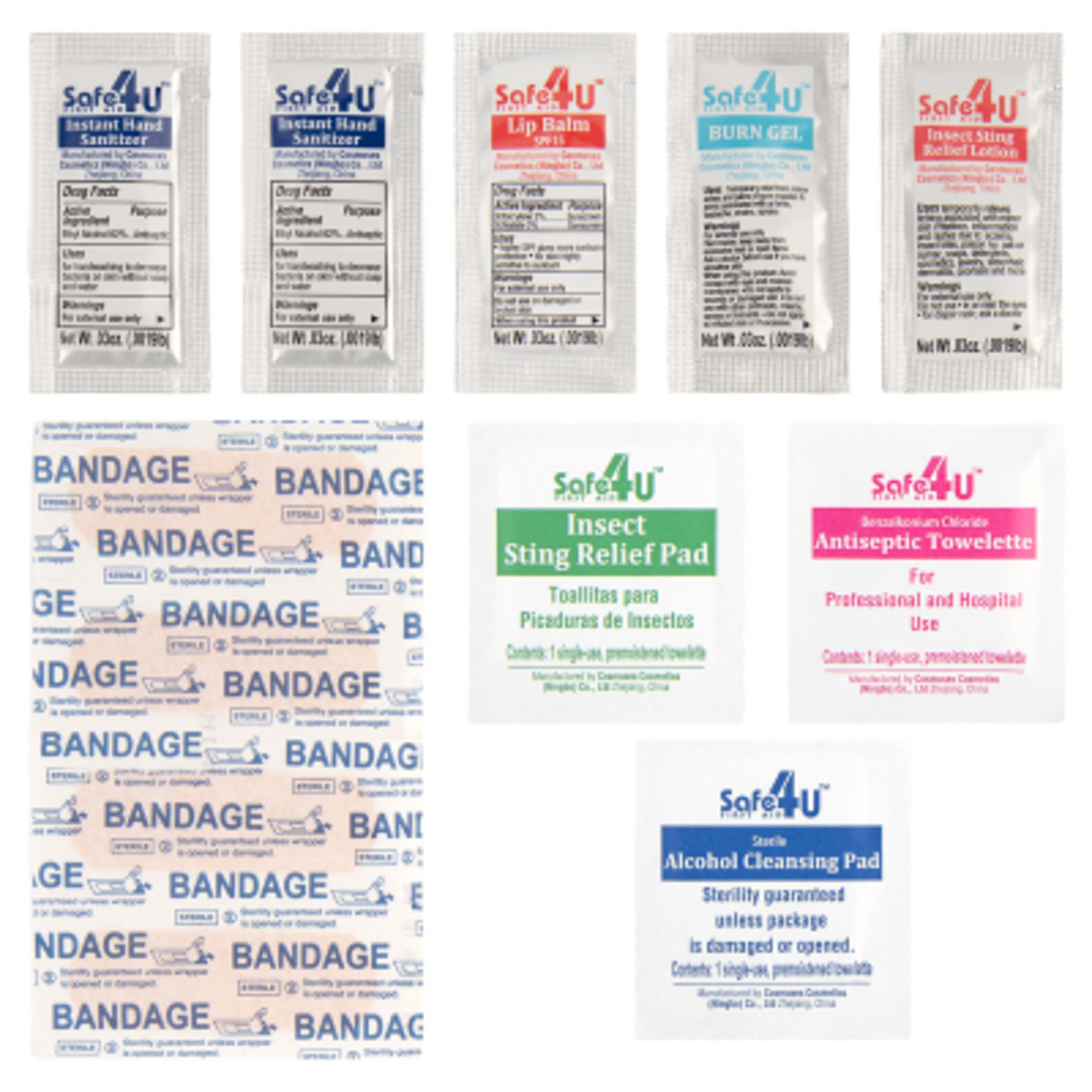 Portable First Aid Kit with Travel Case - 3.5 x 2.5 in - Clear - Contents - product view 4