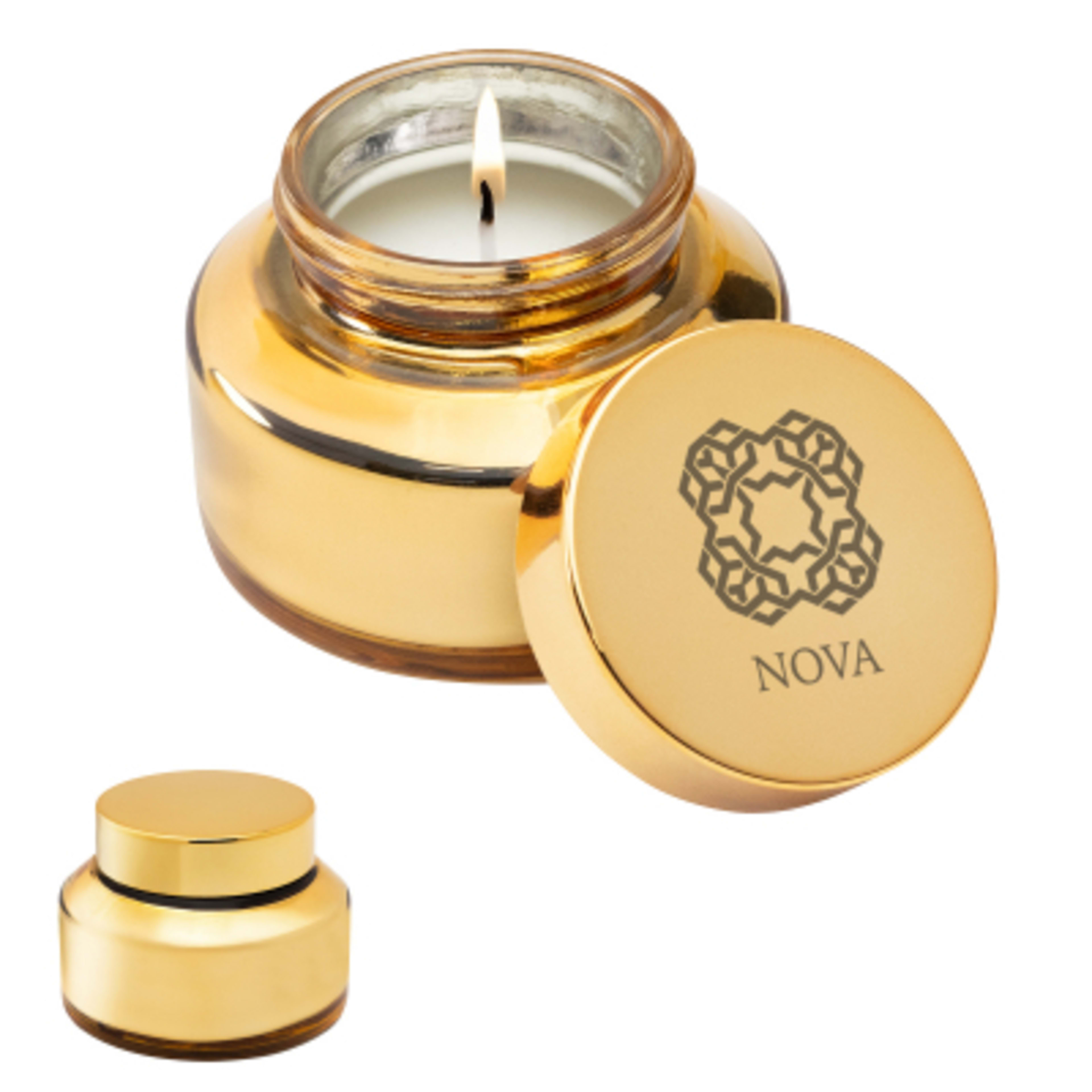 Mini Glass Candle with Vanilla Soy Wax - 3 in Diameter - MET/Gold - Silkscreen - product view 1