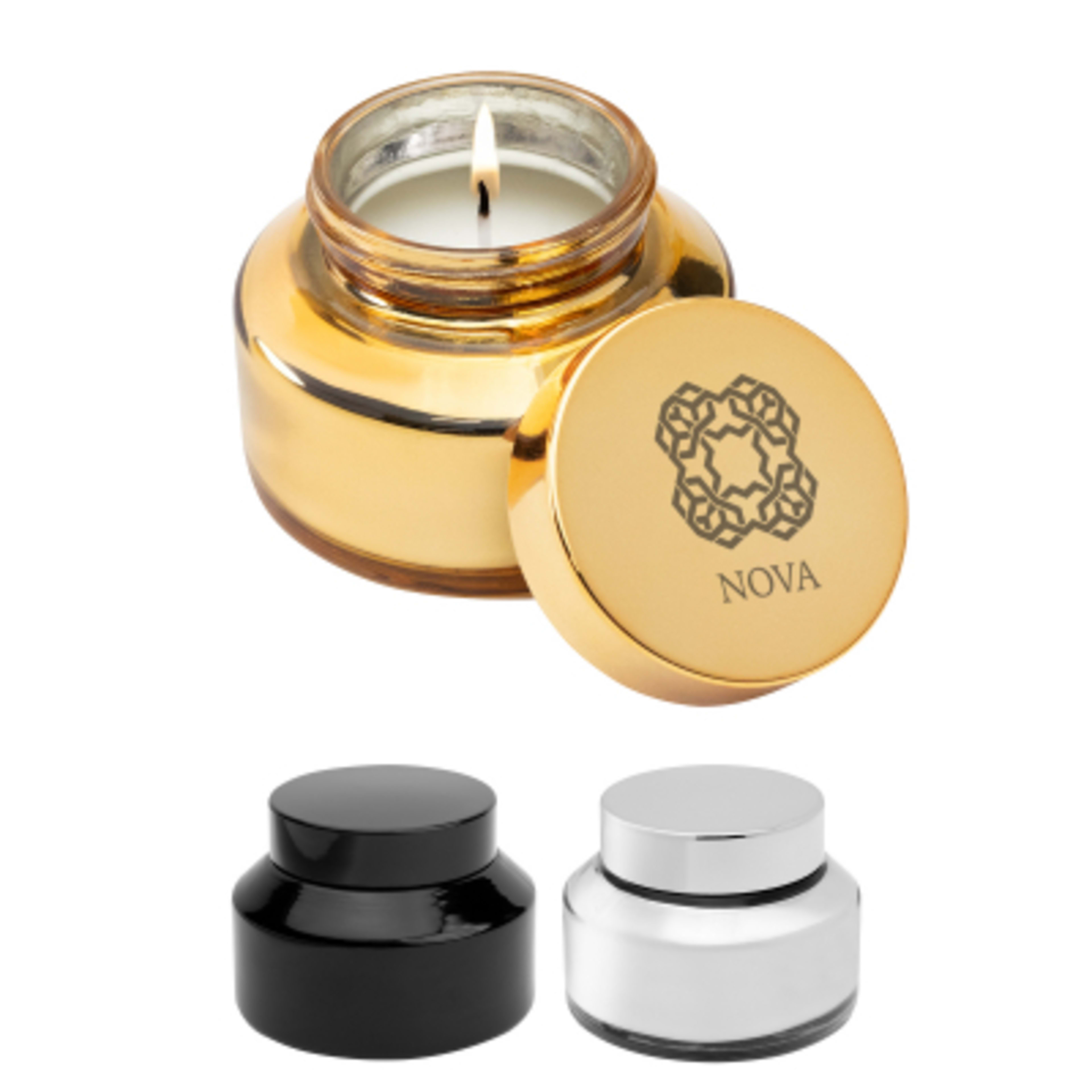 Mini Glass Candle with Vanilla Soy Wax - 3 in Diameter - Group Shot - product view 2