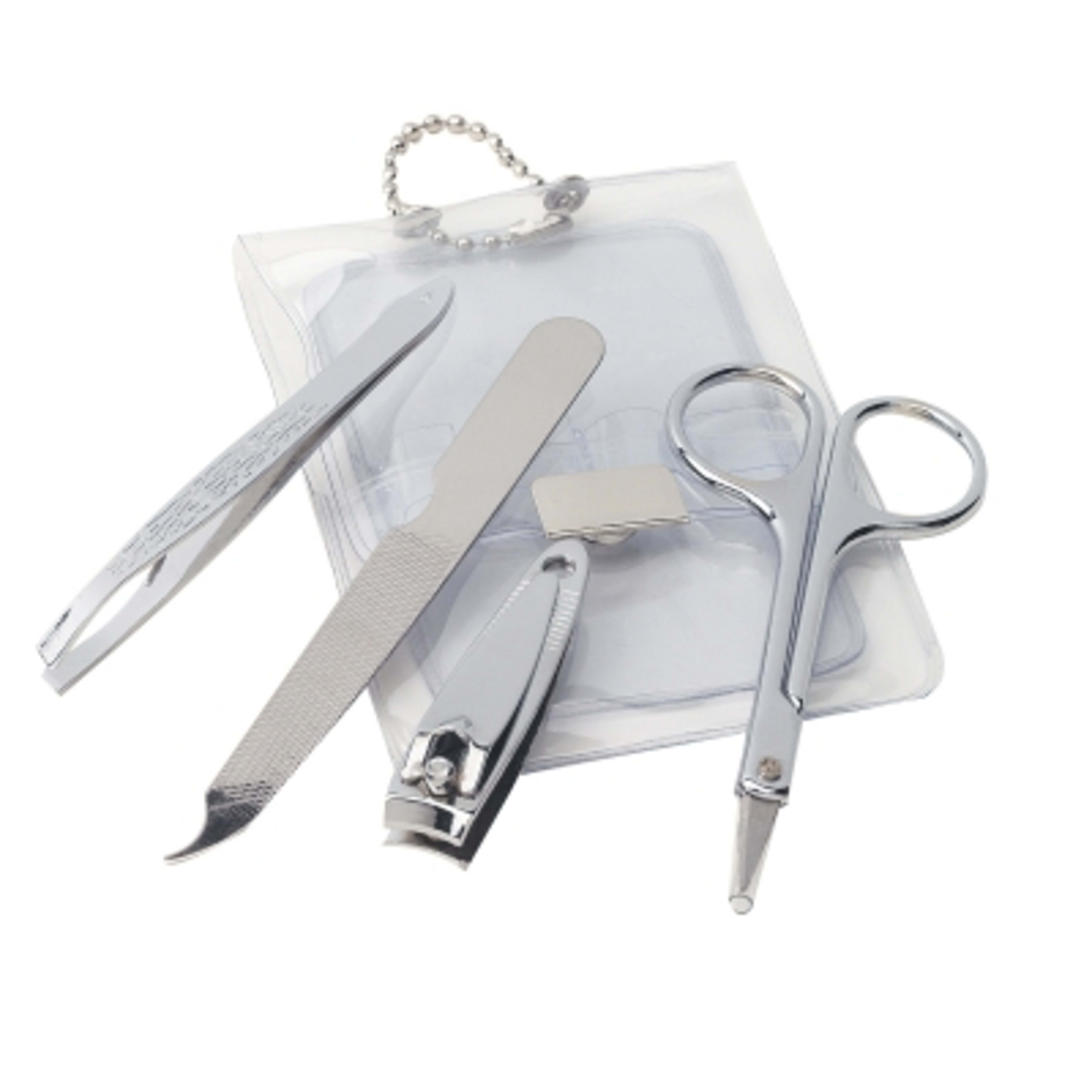 Vinyl Manicure Set with 4 Tools - 2.75 x 4.38 in - Clear - Open - product view 2