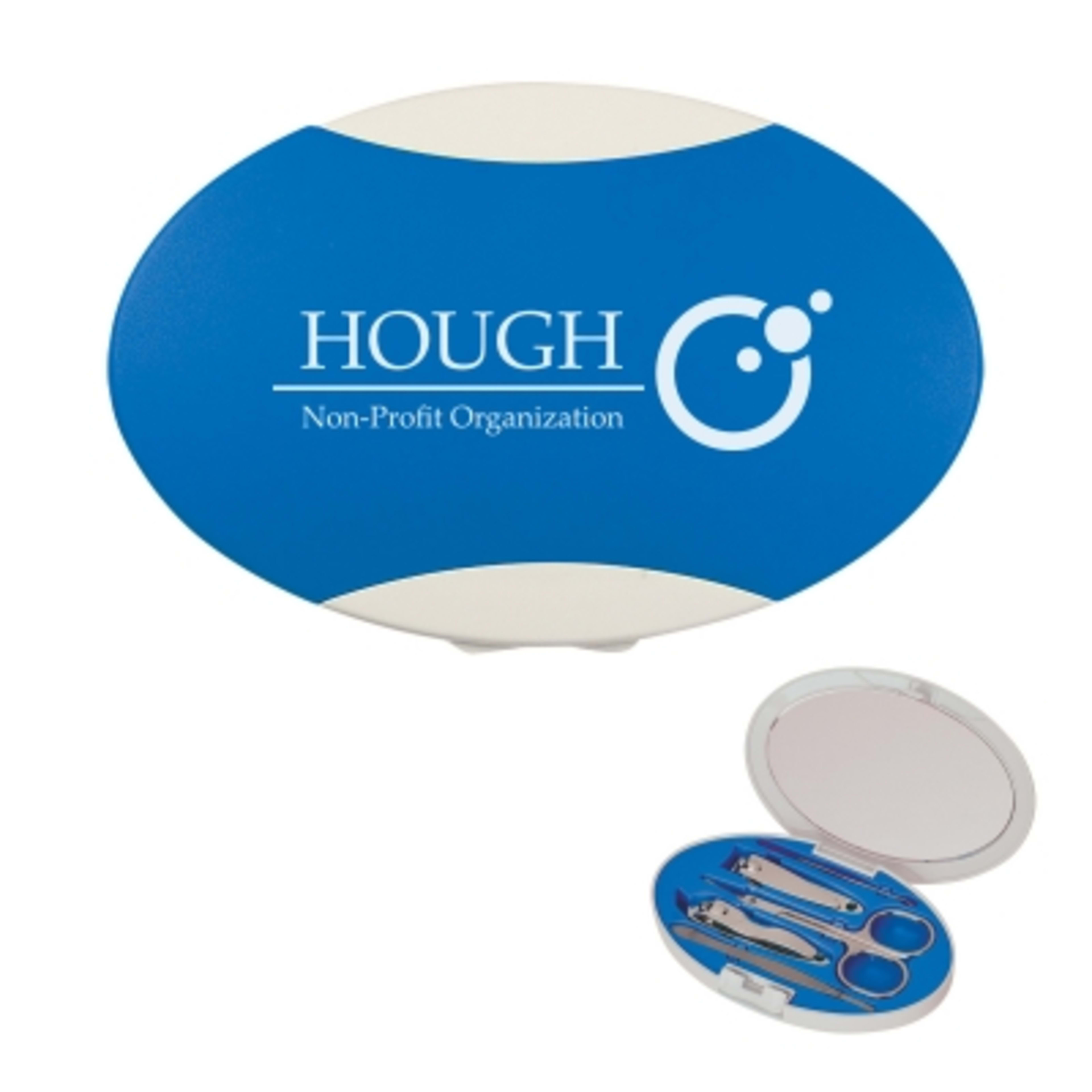 Manicure Set with Mirror - 4.5 x 3 in - Blue - Padprint - product view 1