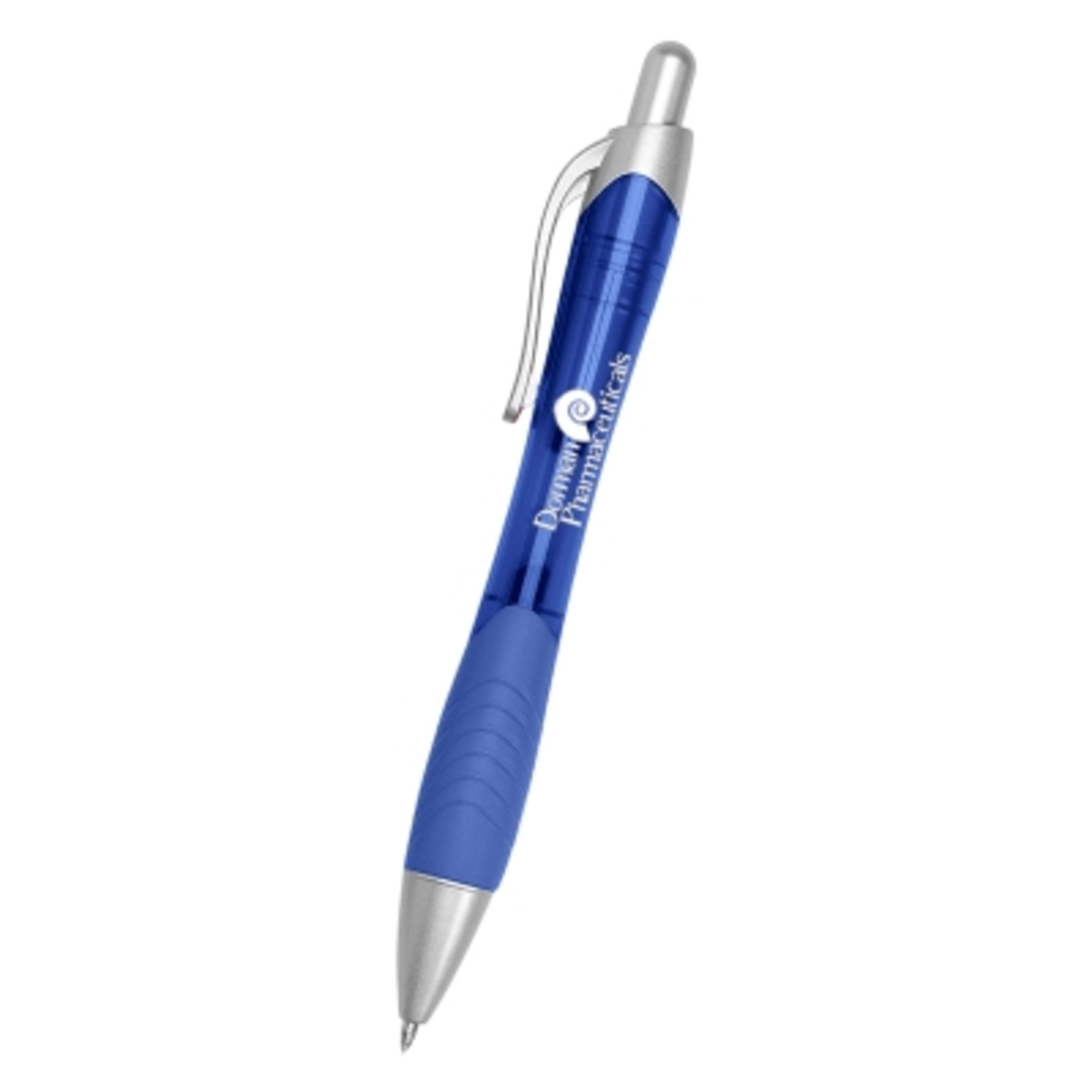 Gel Pen with Rubber Grip - 5.5 in - TRN/Blue - Silkscreen - promotional product with custom logo