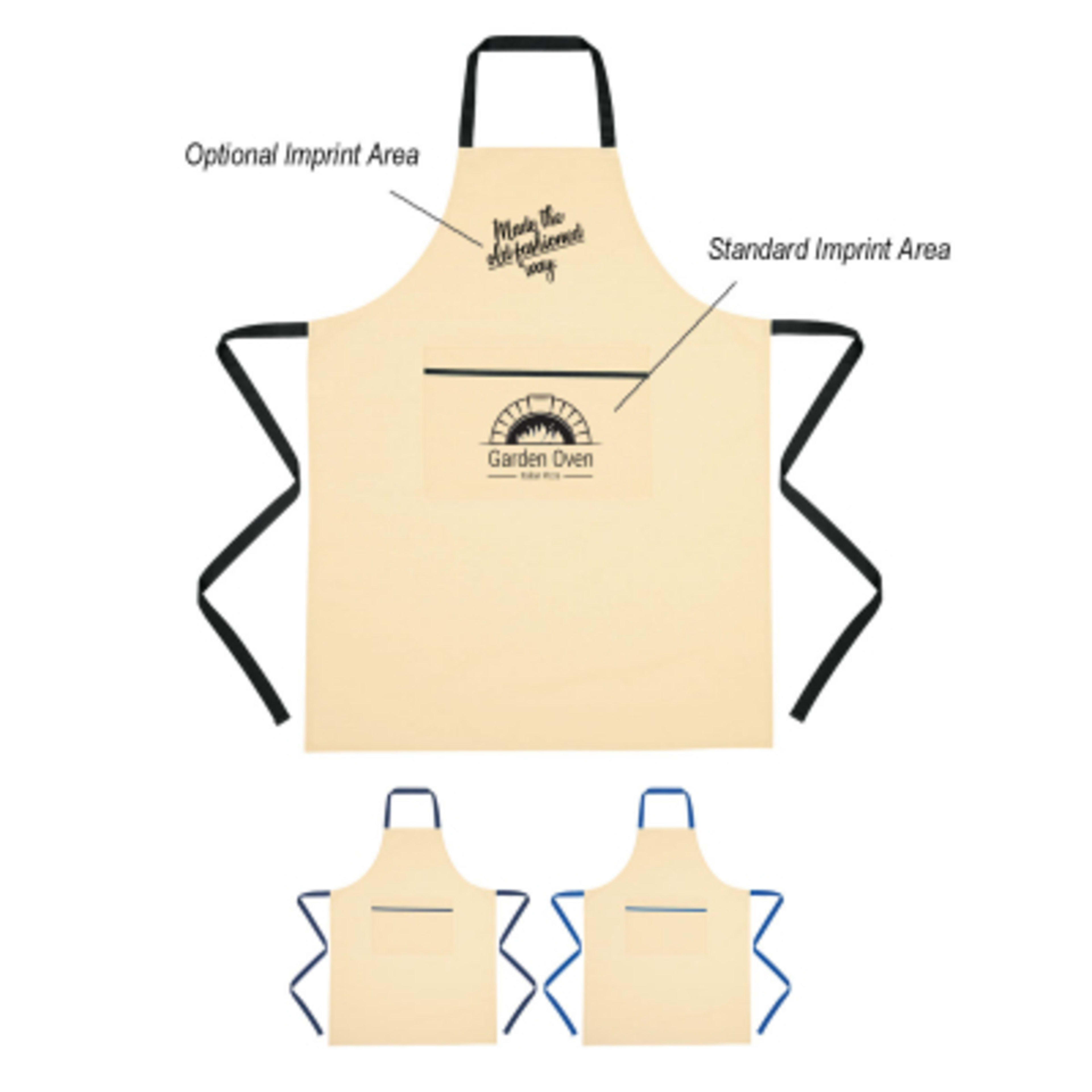 Cooking Apron 100% Cotton with Pocket - 28.75 x 37 in - Group Shot - product view 4