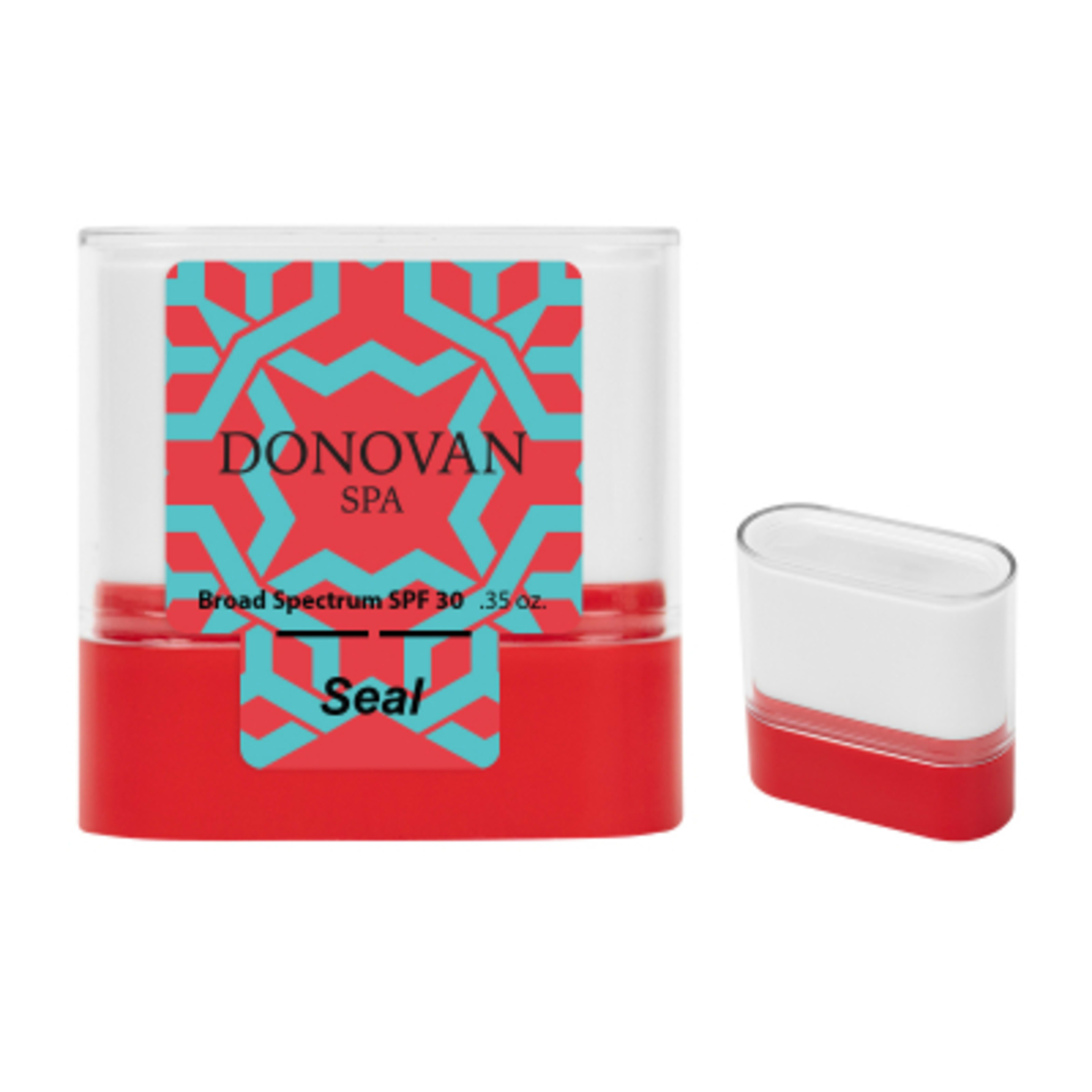 Sunscreen Stick SPF 30 Recycled Plastic - 2.25 in - Red/Clear - WHITE Label 4CP - product view 2