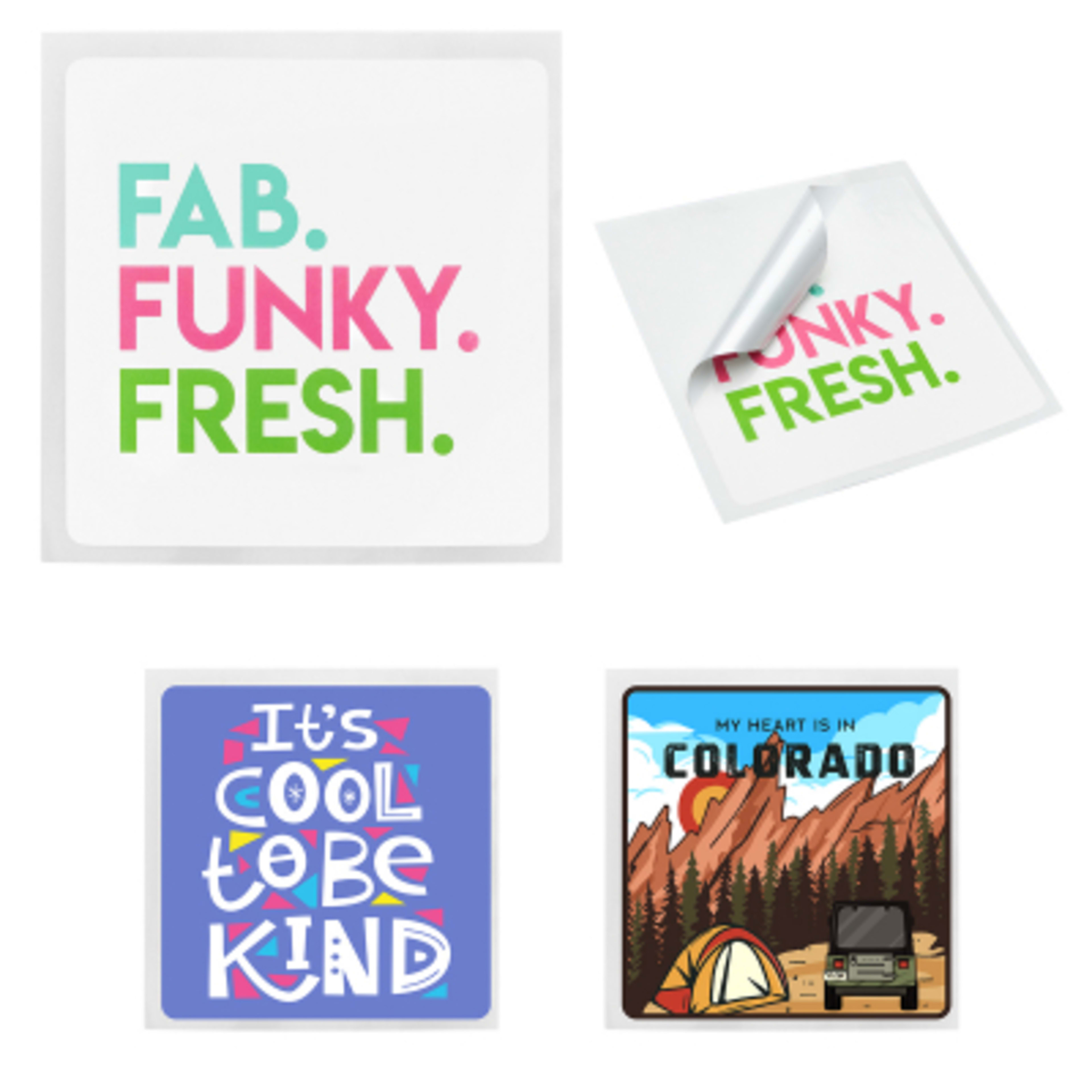 Custom Stickers Square Rounded Corner - 3 x 3 in - Group Shot - product view 1