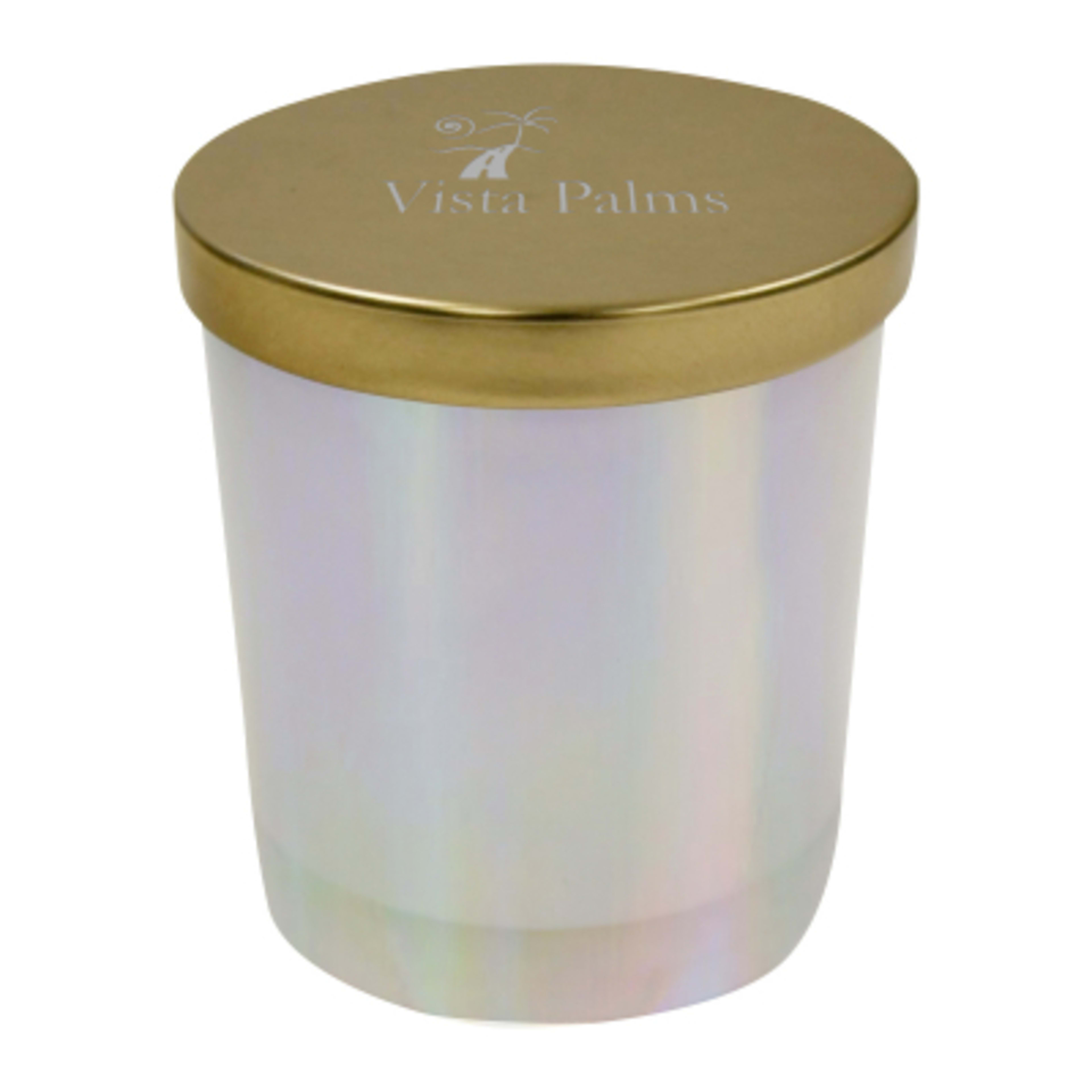 Soy Candle Vanilla Scented Iridescent Glass - 3 in H - IRD/MET/Gold - Laser - product view 2