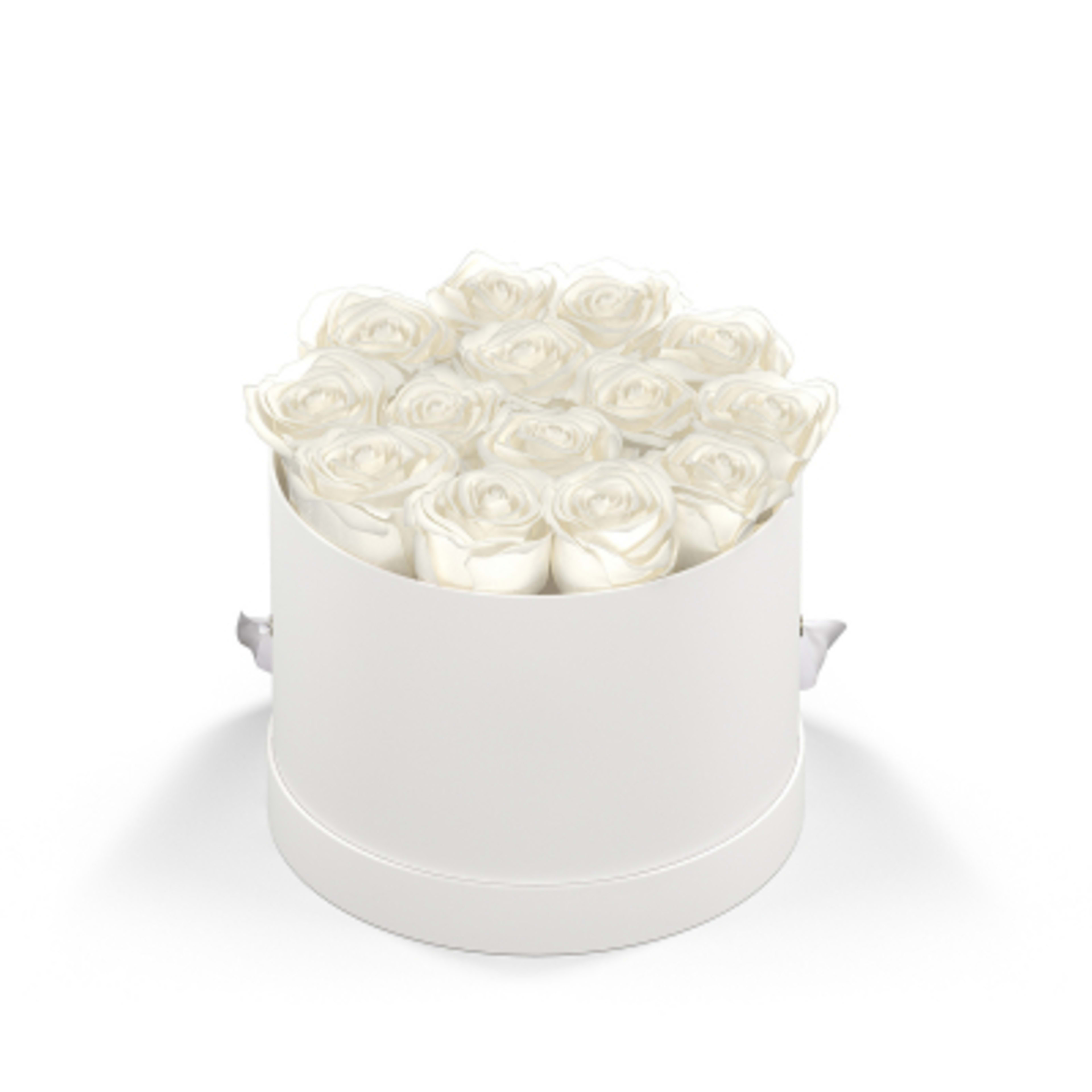 Rose Arrangement Small Round Eternity Roses Hat Box - 7 x 7 x 5 in - White/BOX - WHT Silkscreen - product view 2