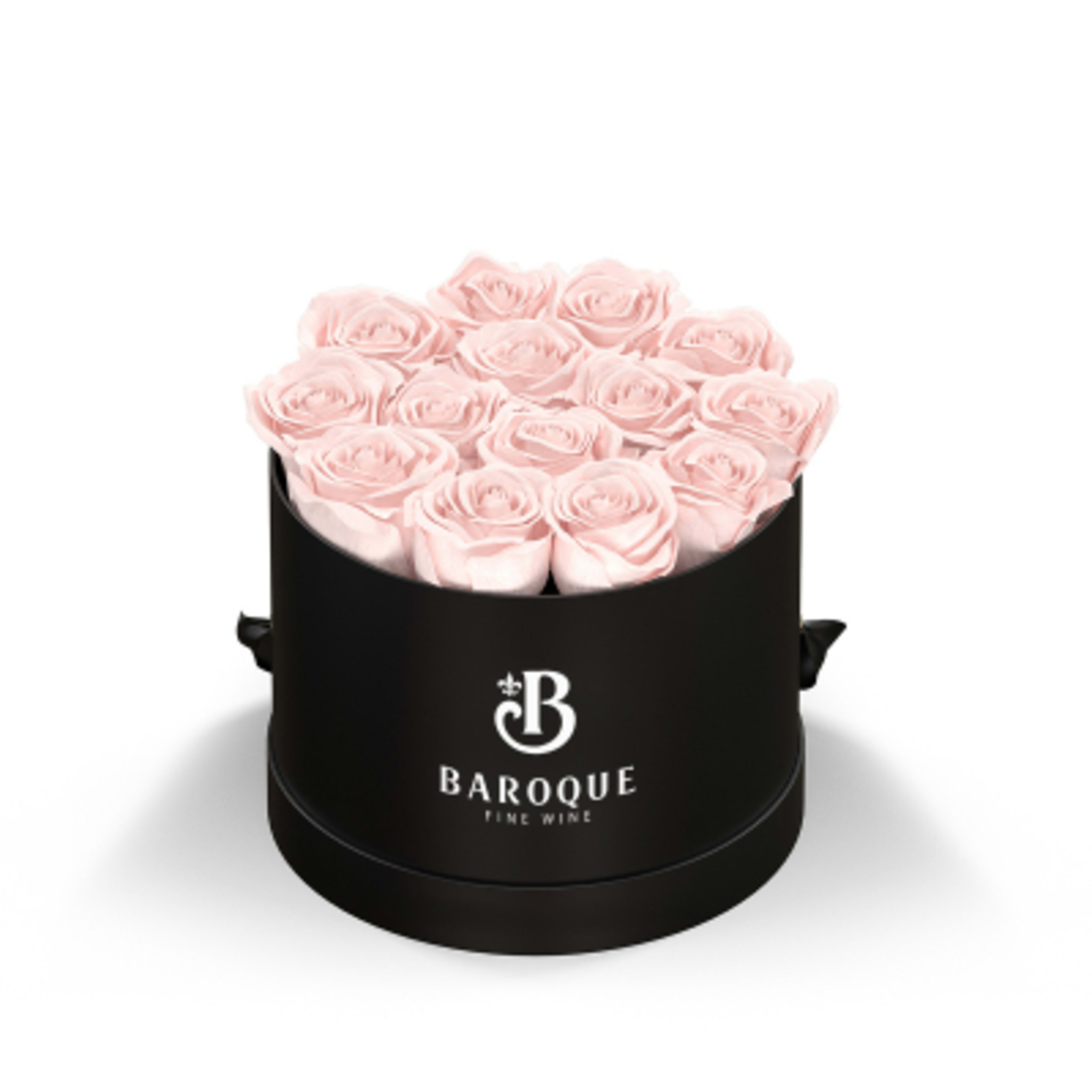 Rose Arrangement Small Round Eternity Roses Hat Box - 7 x 7 x 5 in - Black/BOX - BLUSH Silkscreen - product view 6