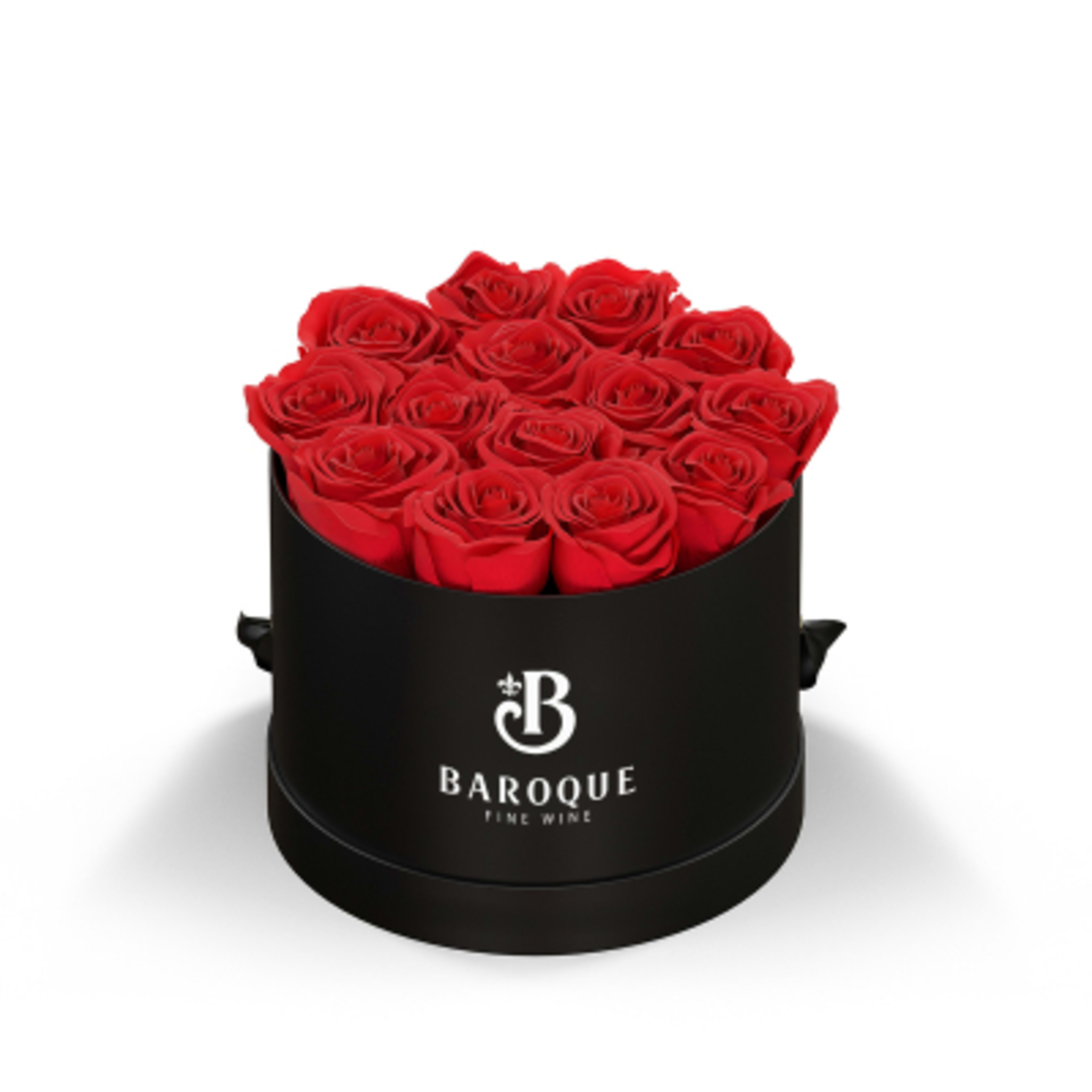 Rose Arrangement Small Round Eternity Roses Hat Box - 7 x 7 x 5 in - Black/BOX - RED Silkscreen - product view 8