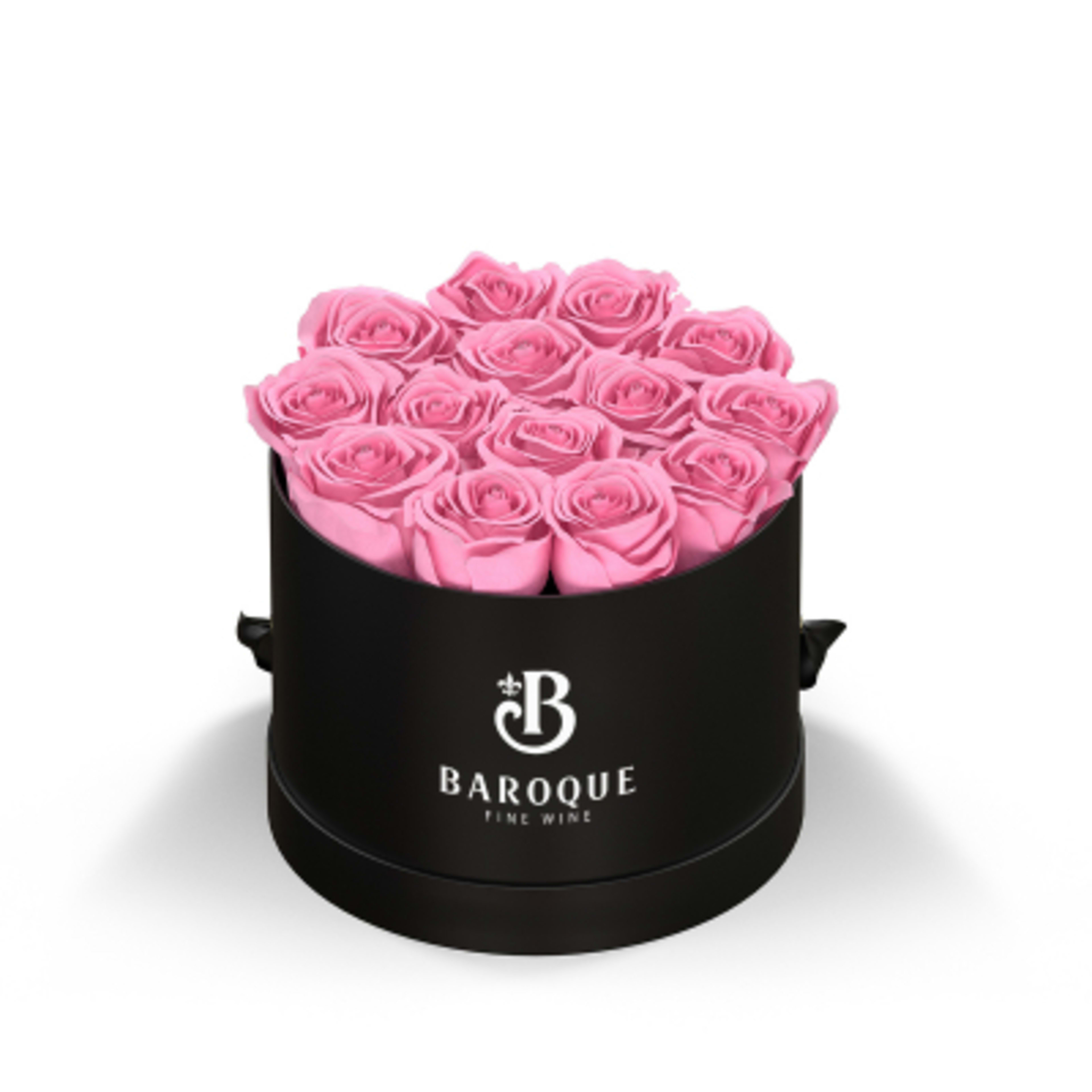 Rose Arrangement Small Round Eternity Roses Hat Box - 7 x 7 x 5 in - Black/BOX - PNK Silkscreen - product view 9