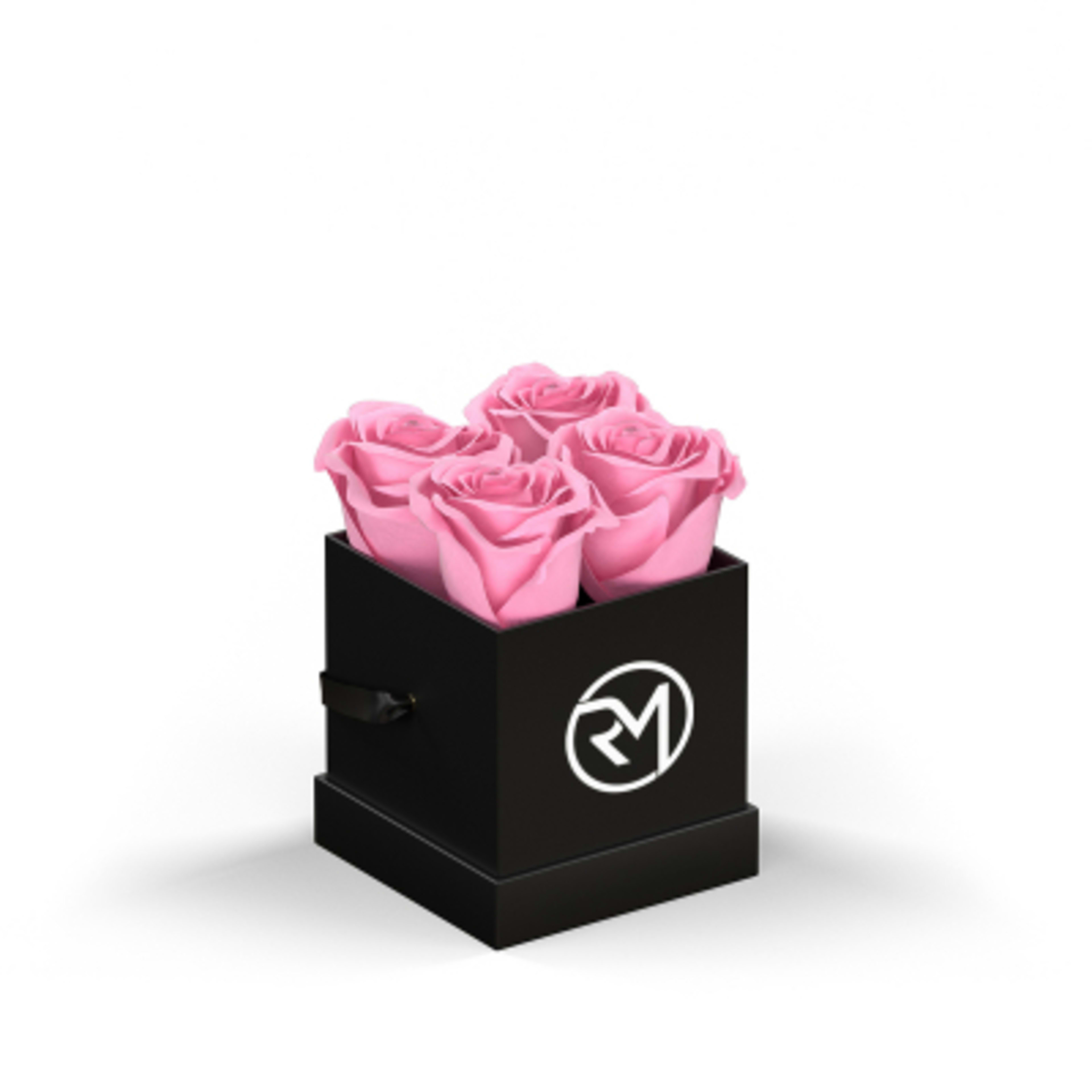 Rose Arrangement Le Petit Square Eternity Roses Hat Box - 4 x 4 x 4.5 in - Black/BOX - PNK Silkscreen - product view 4