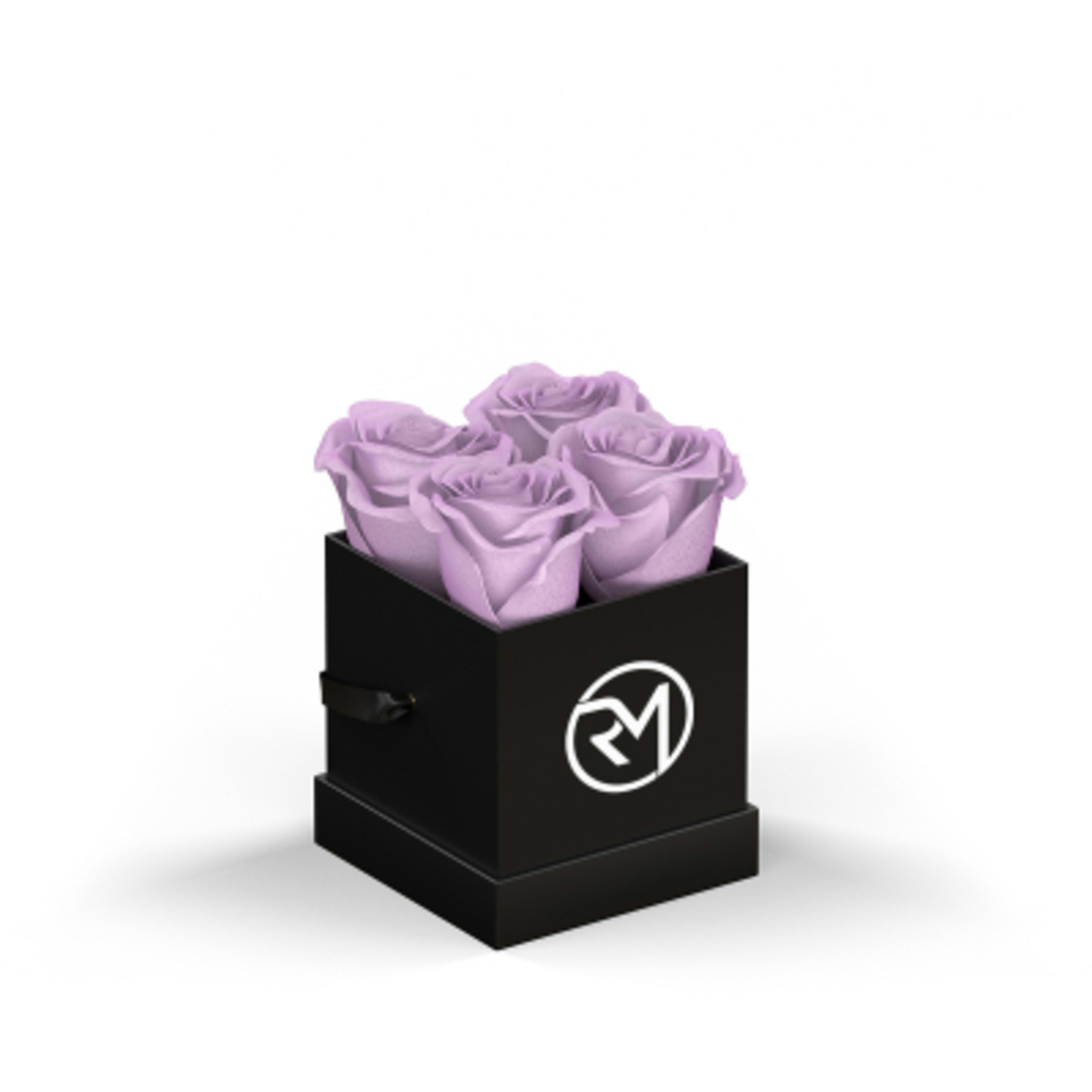 Rose Arrangement Le Petit Square Eternity Roses Hat Box - 4 x 4 x 4.5 in - Black/BOX - LAV Silkscreen - product view 5