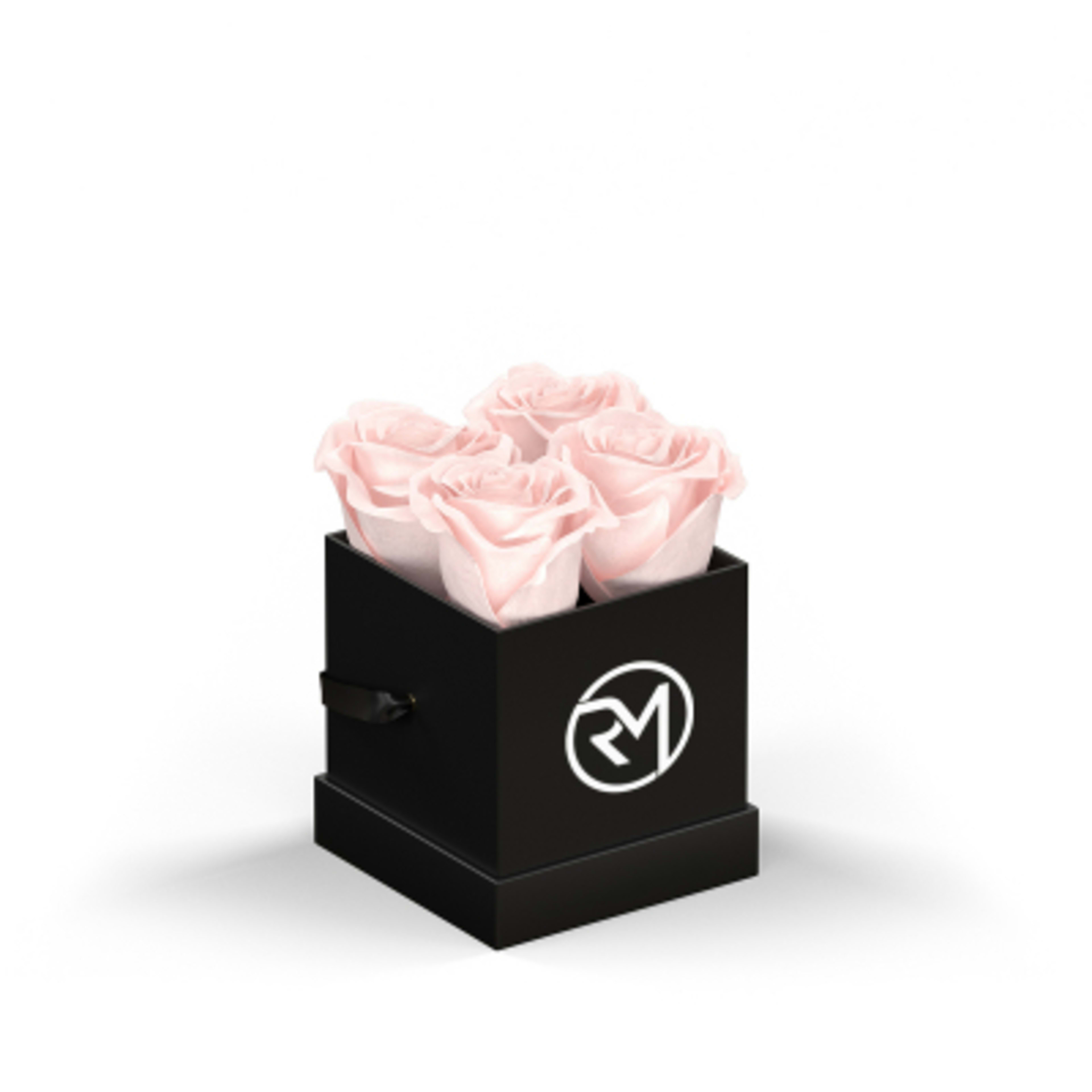 Rose Arrangement Le Petit Square Eternity Roses Hat Box - 4 x 4 x 4.5 in - Black/BOX - BLUSH Silkscreen - product view 6