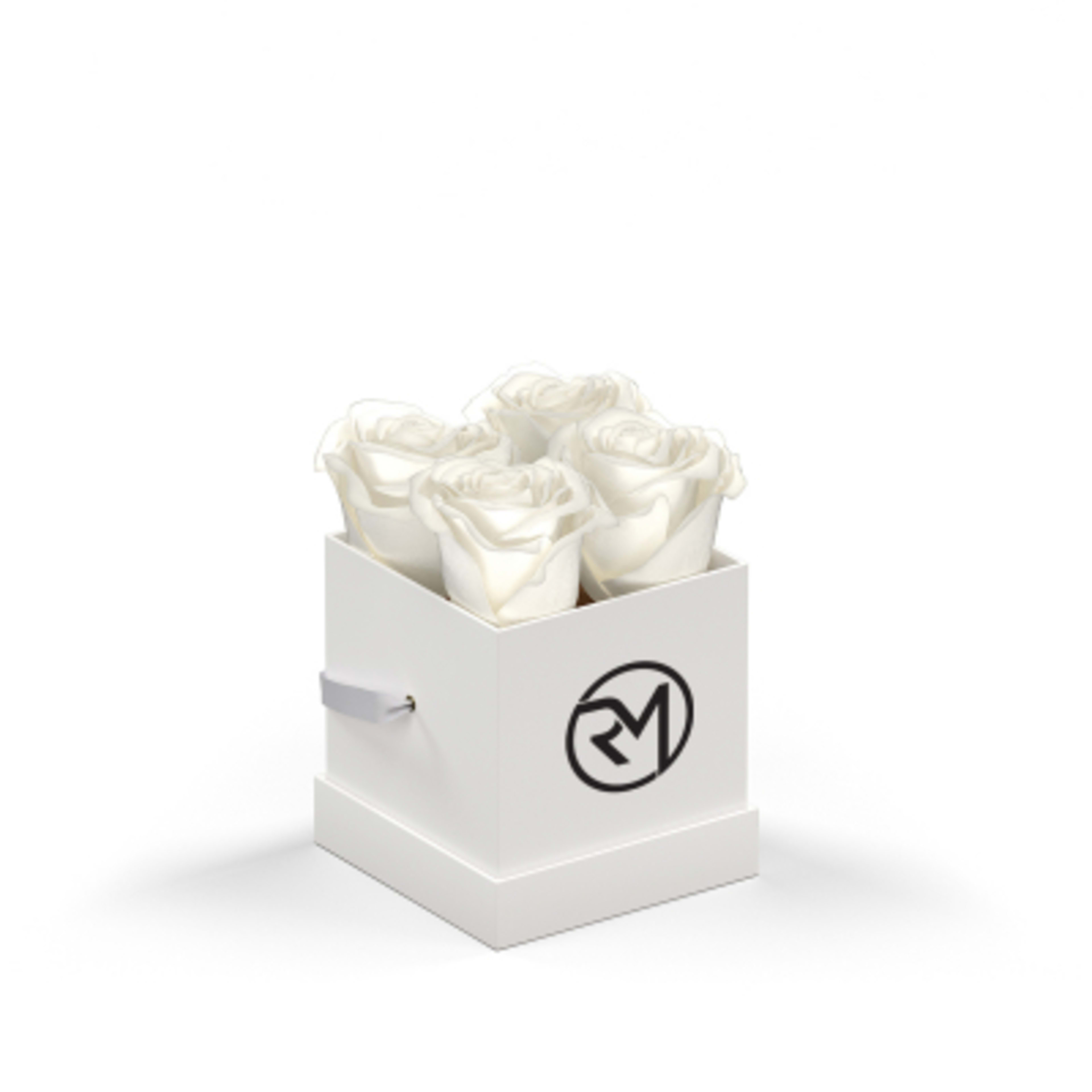 Rose Arrangement Le Petit Square Eternity Roses Hat Box - 4 x 4 x 4.5 in - White/BOX - WHT Silkscreen - product view 7