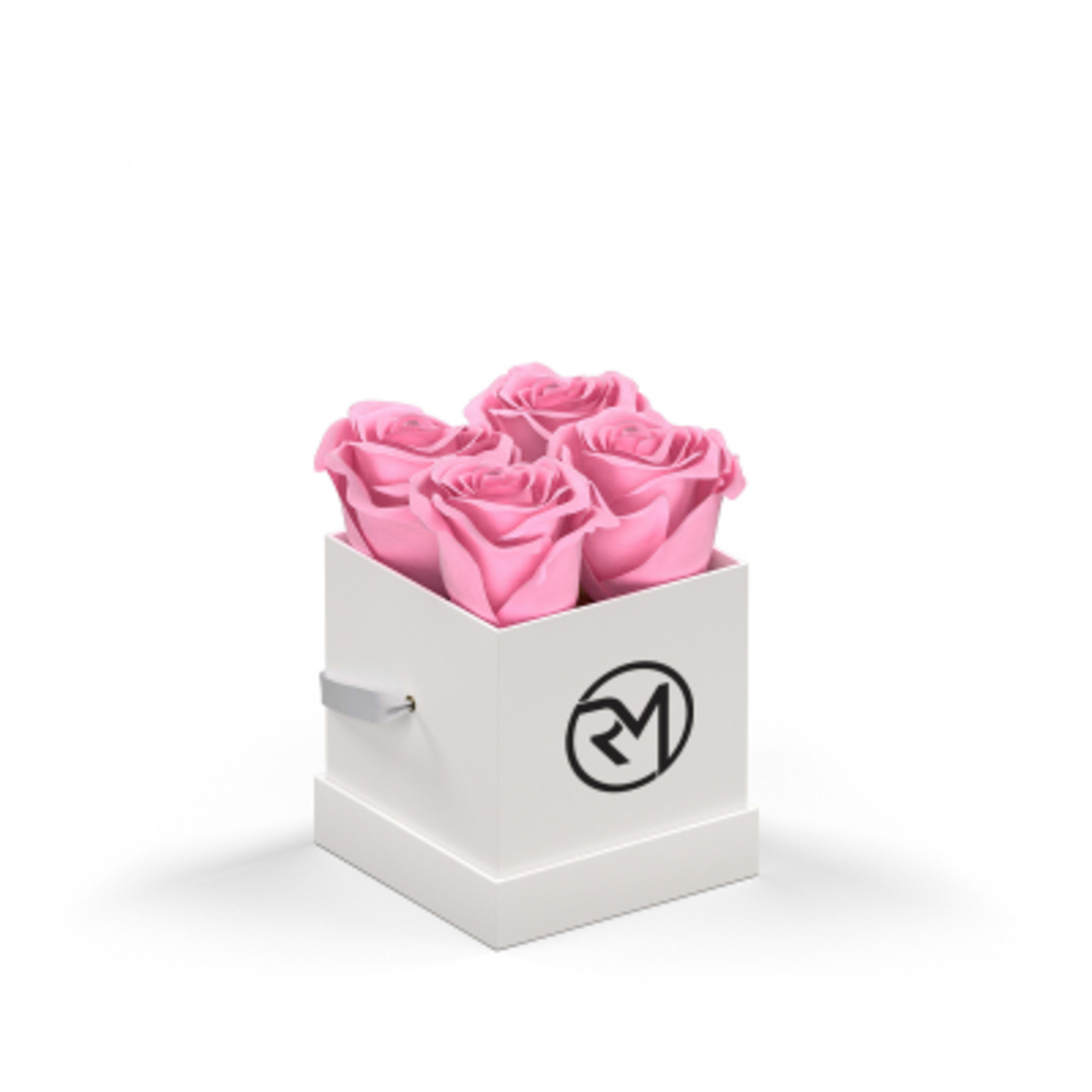 Rose Arrangement Le Petit Square Eternity Roses Hat Box - 4 x 4 x 4.5 in - White/BOX - PNK Silkscreen - product view 9